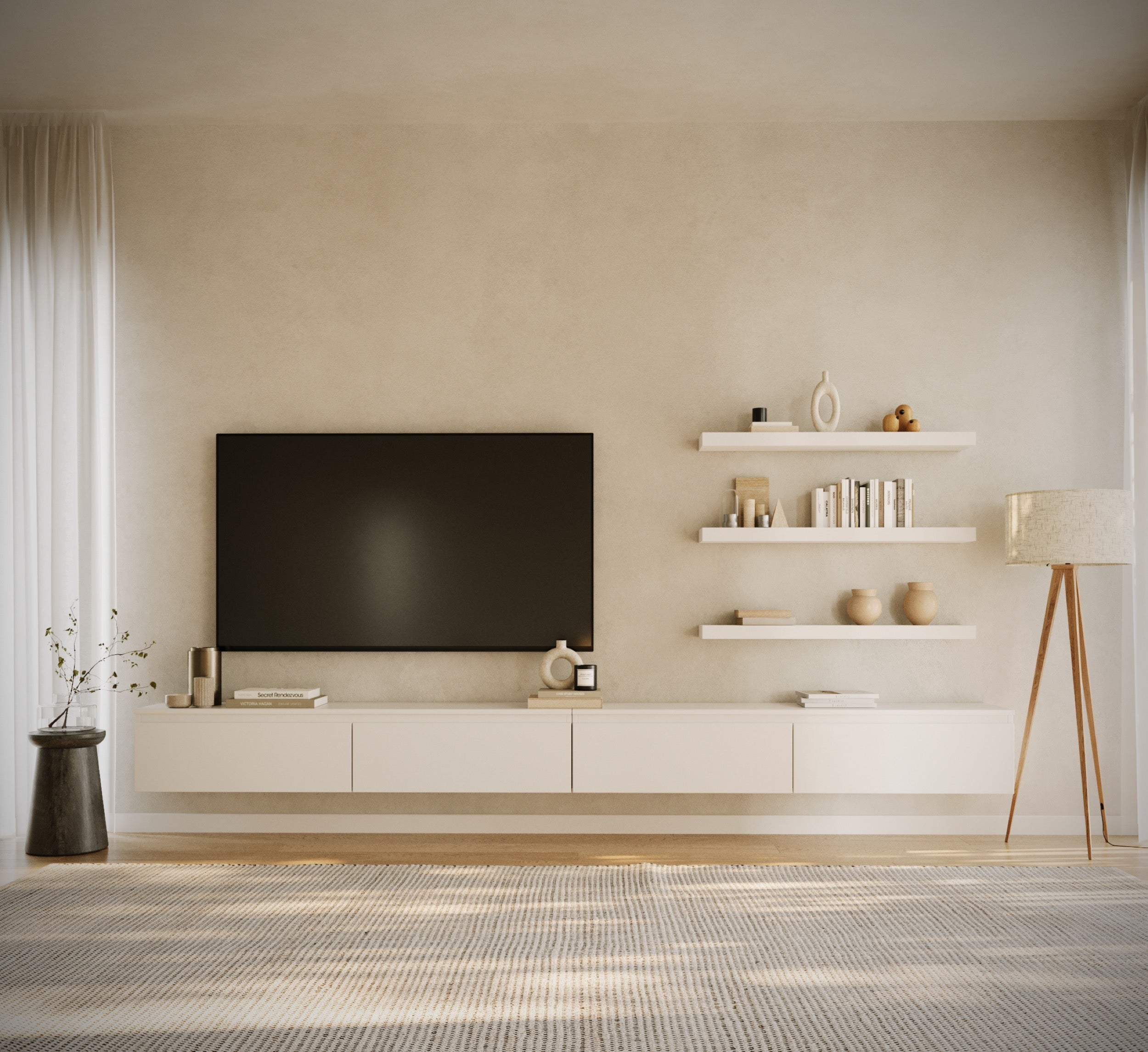 Hängender TV-Schrank Bemmi 300 cm Weiß