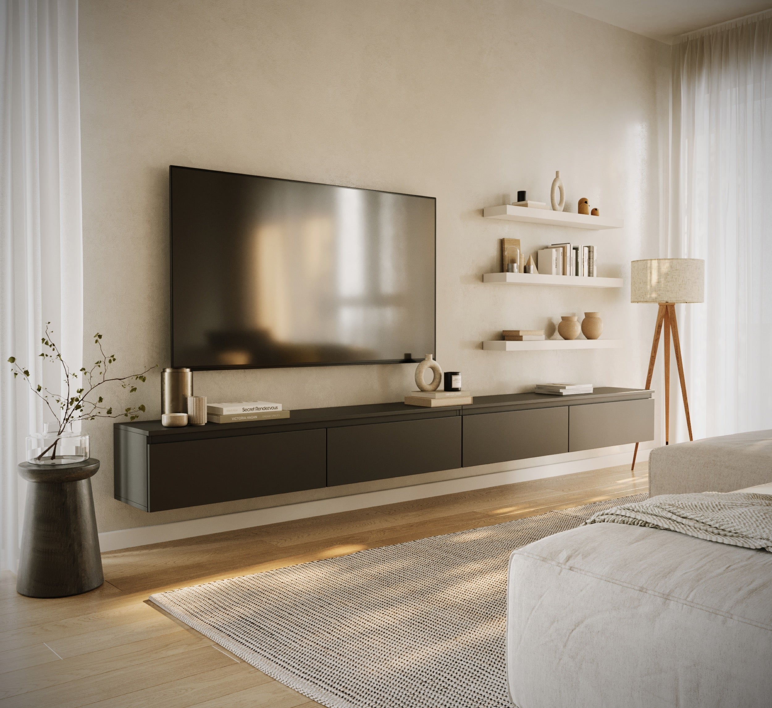 Bemmi Hängeschrank für TV 300 cm schwarz