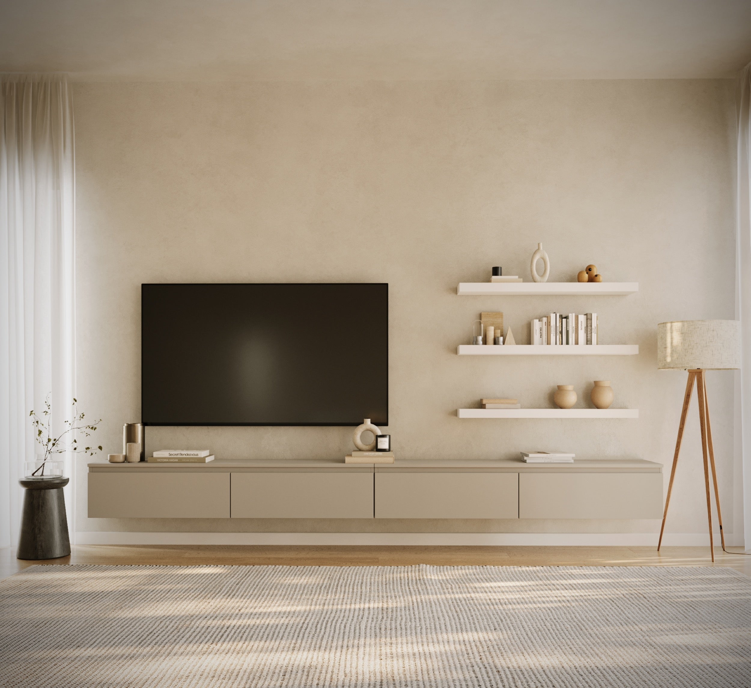 Hängender TV-Schrank Bemmi 300 cm Kaschmir