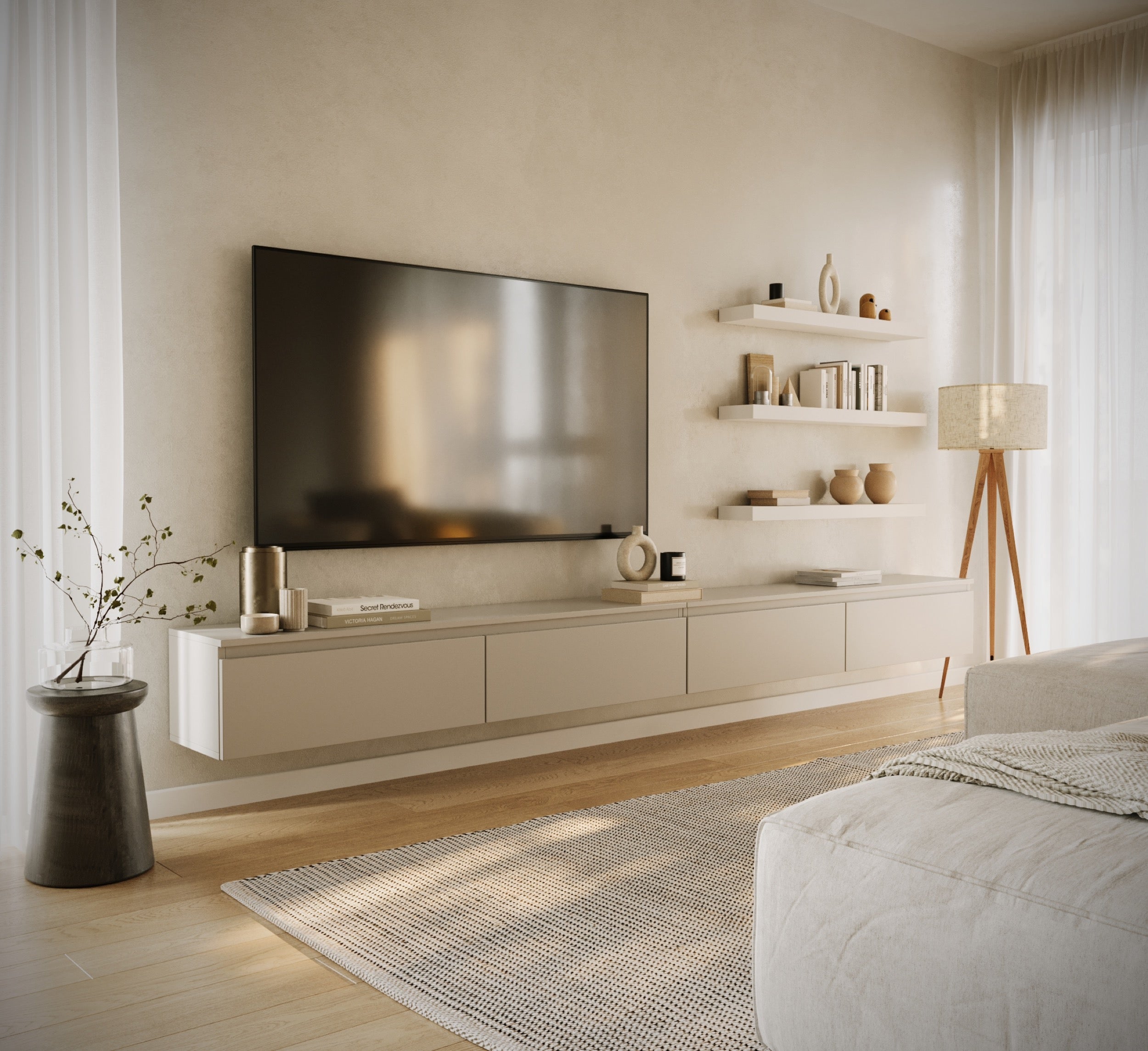 Hängender TV-Schrank Bemmi 300 cm Kaschmir