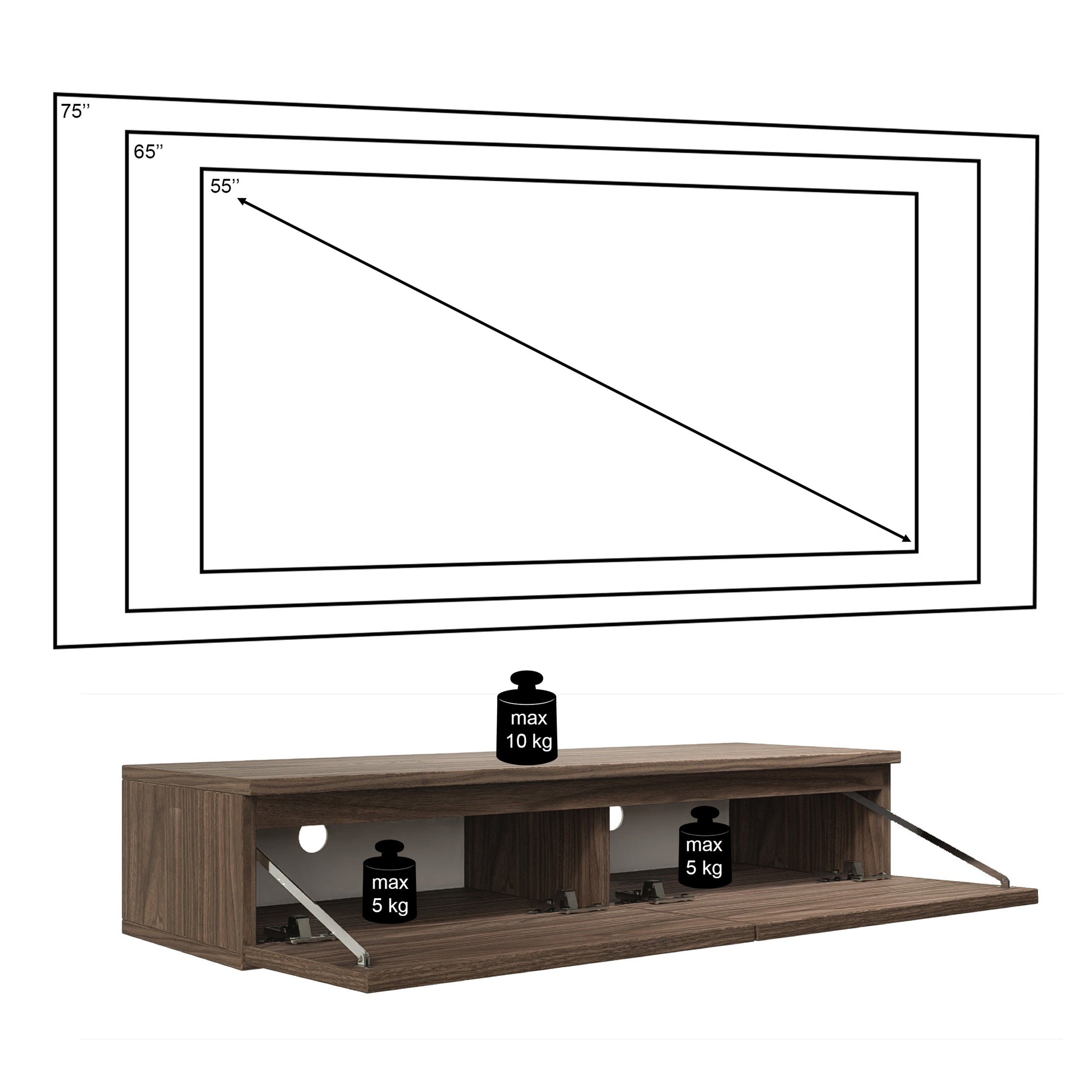 Bemmi Slim Hängender TV-Schrank 100 cm Wisconsin-Nussbaum