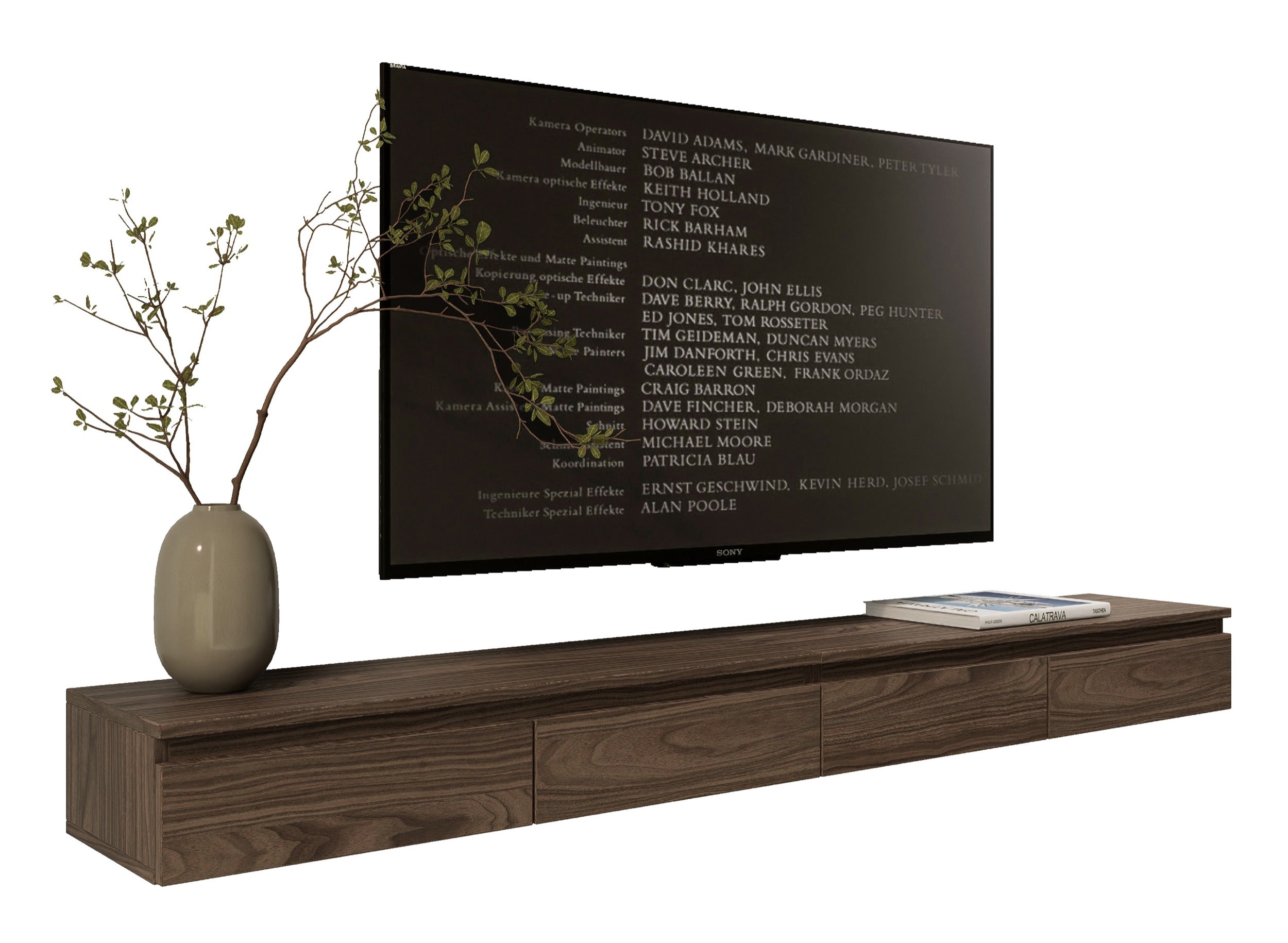 Hängender TV-Schrank Bemmi Slim 200 cm Wisconsin-Nussbaum
