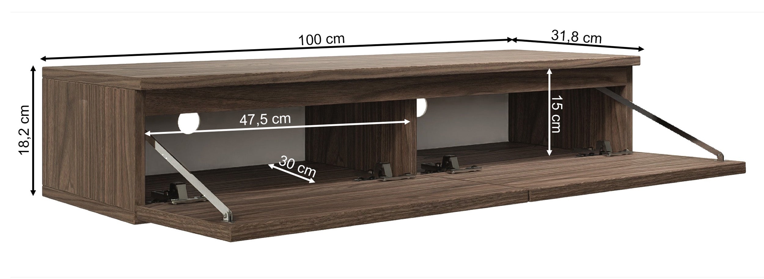 Bemmi Slim Hängender TV-Schrank 100 cm Wisconsin-Nussbaum