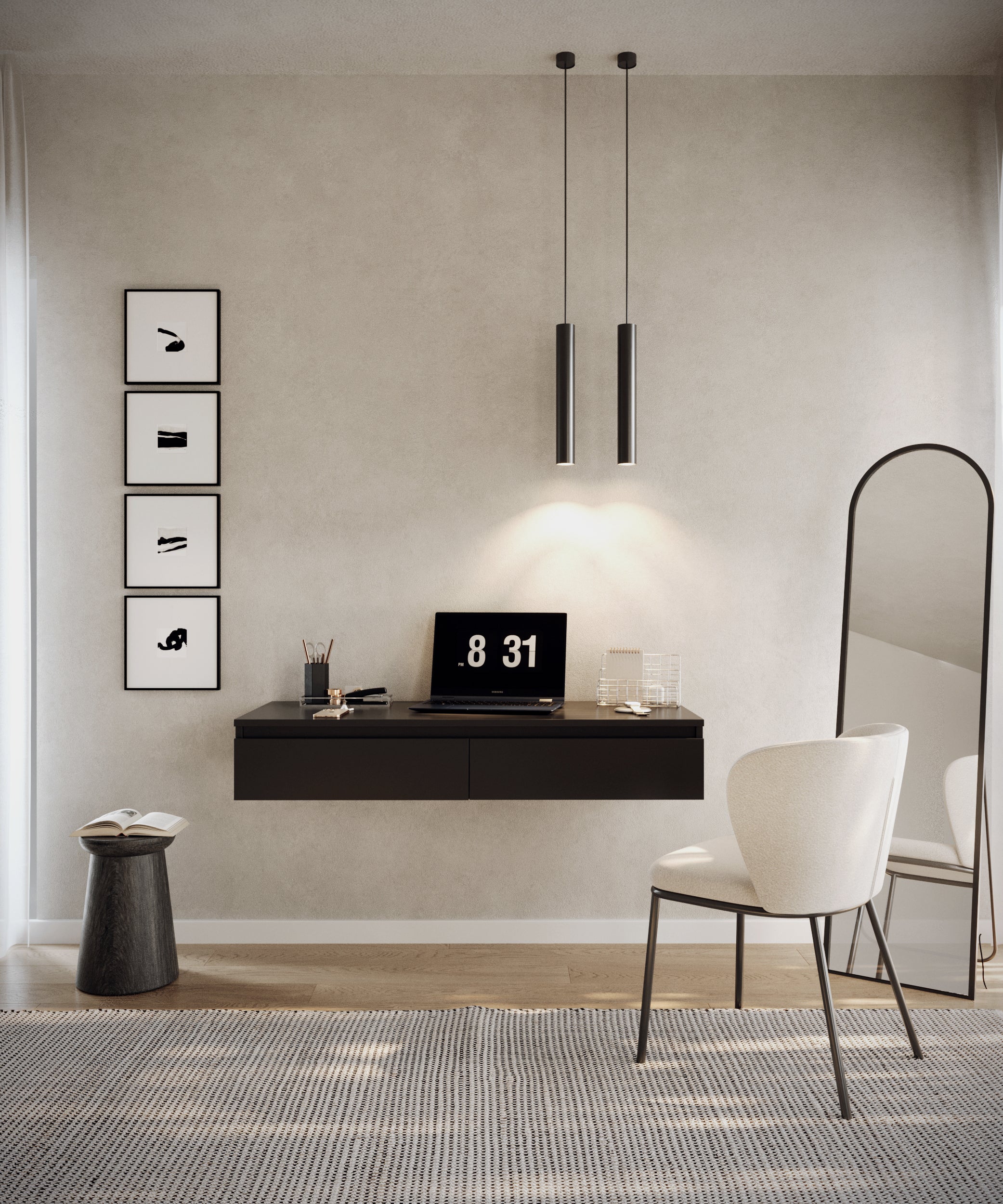Bemmi hängender Schminktisch mit Schubladen 120 cm schwarz