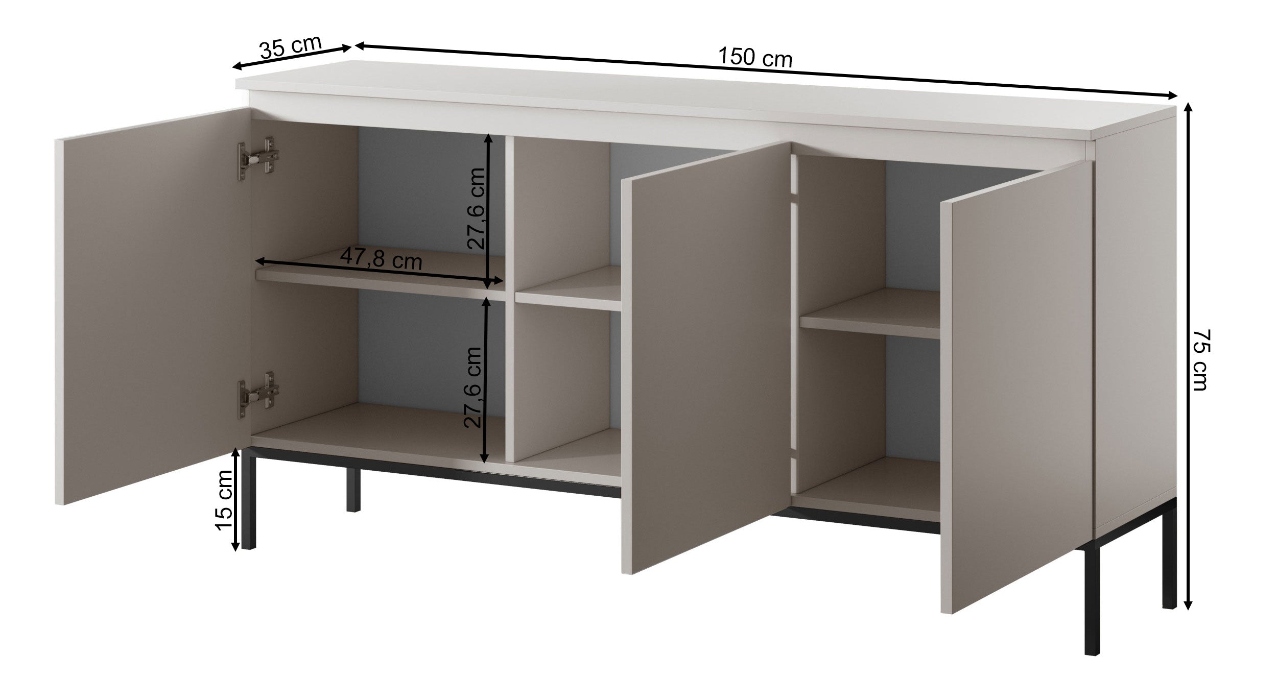 Drehtür-Kommode Bemmi 150 cm Kaschmir