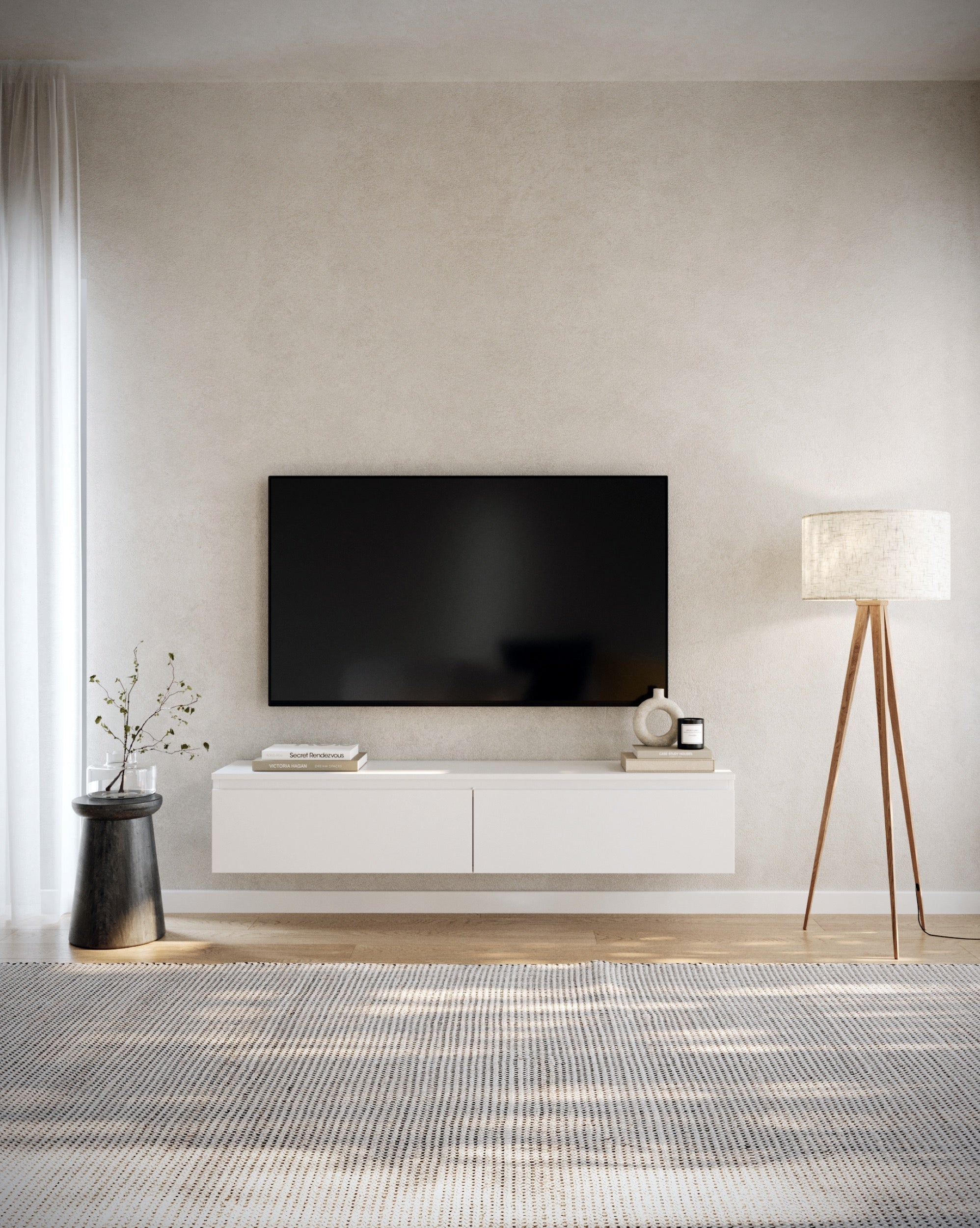Hängender TV-Schrank Bemmi 150 cm Weiß