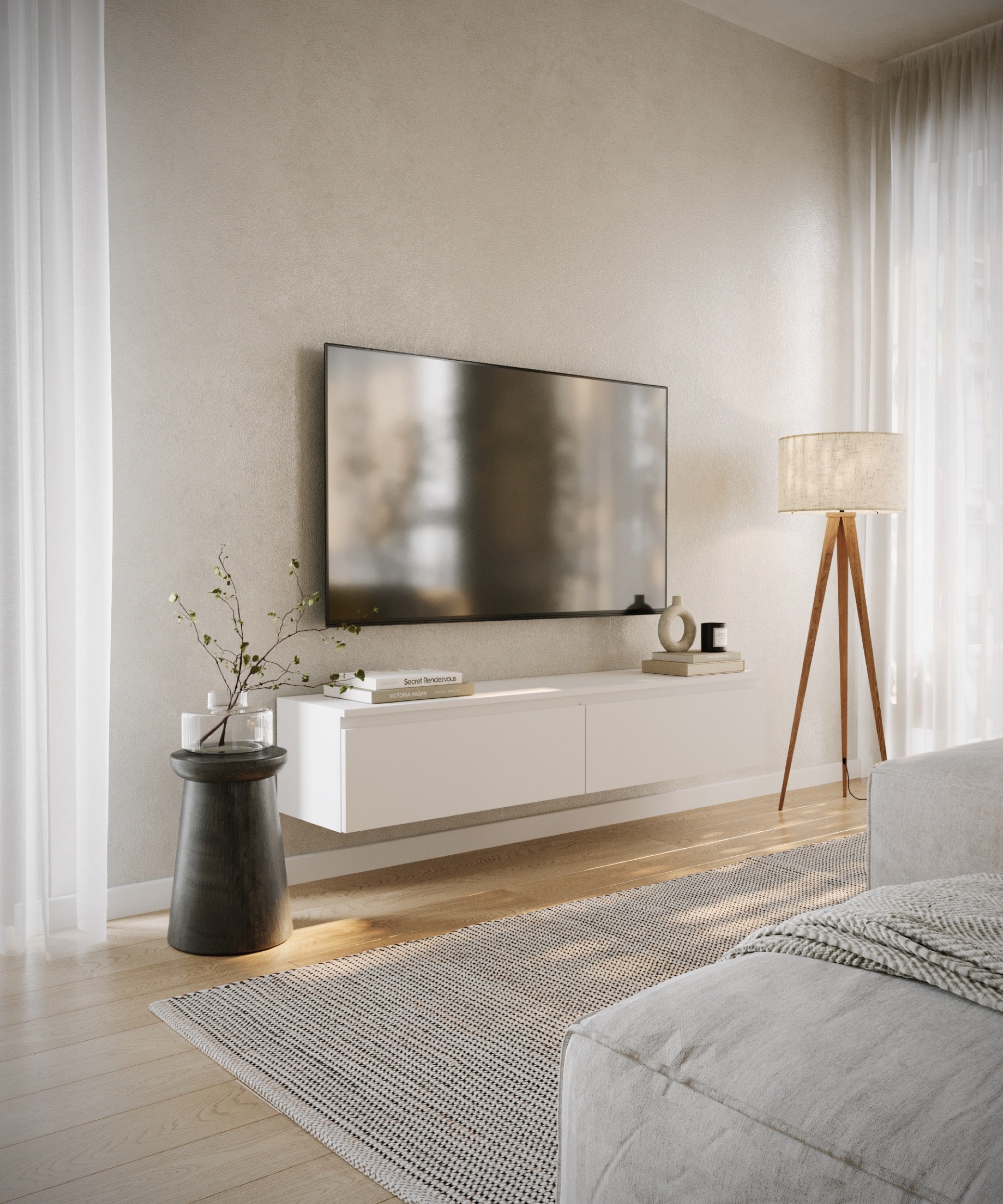 Hängender TV-Schrank Bemmi 150 cm Weiß