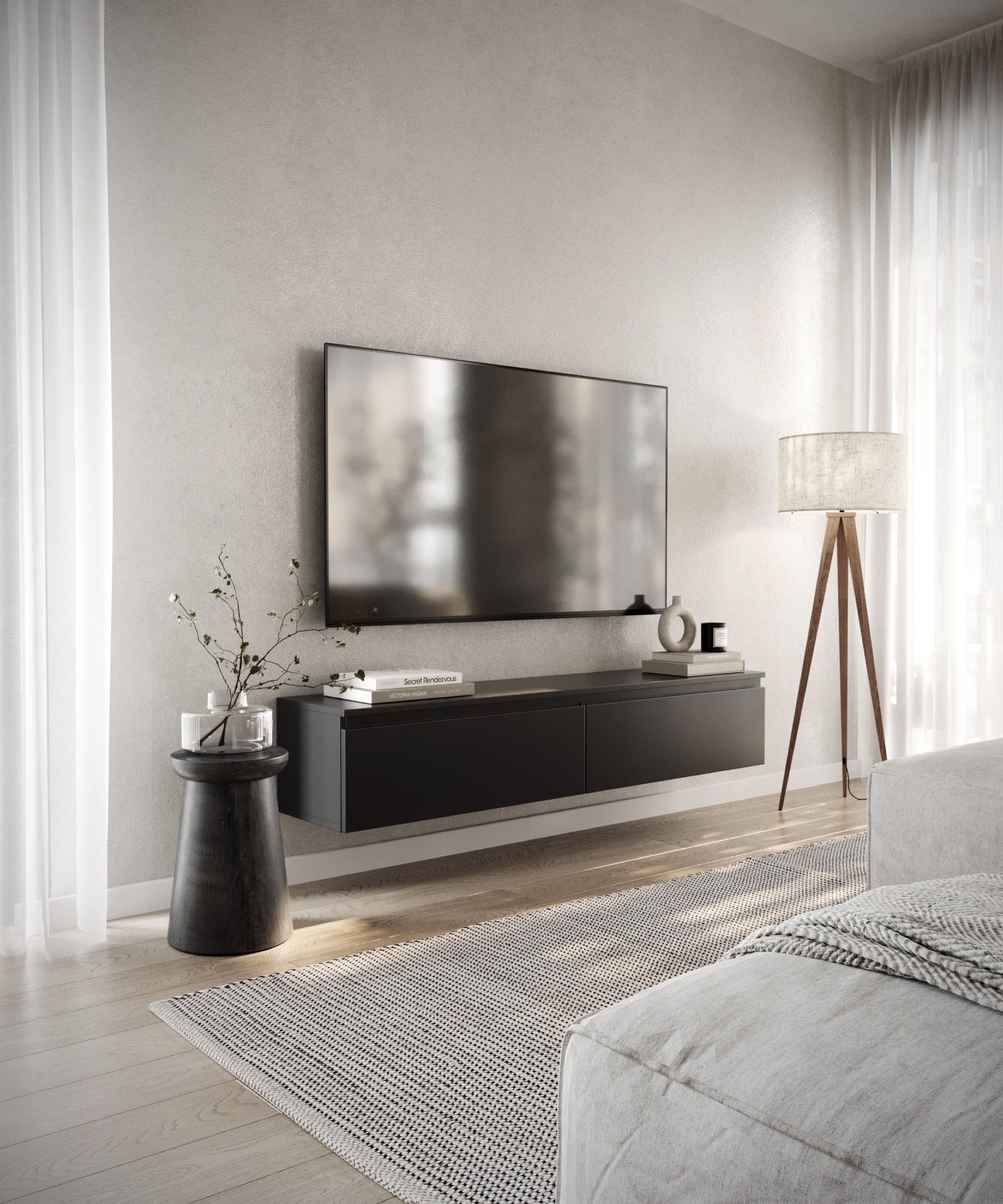Bemmi Hängender TV-Schrank 150 cm Schwarz