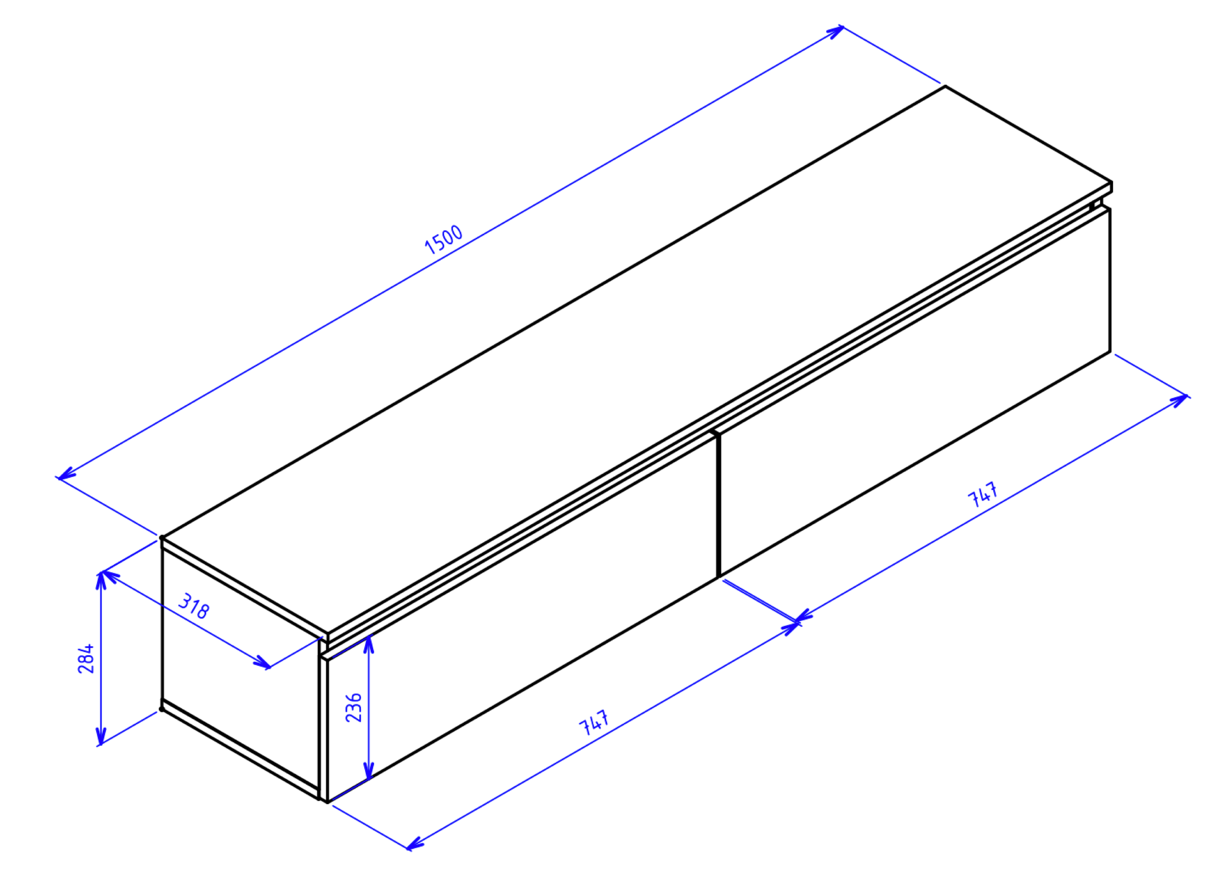 Bemmi Hängender TV-Schrank 150 cm Schwarz