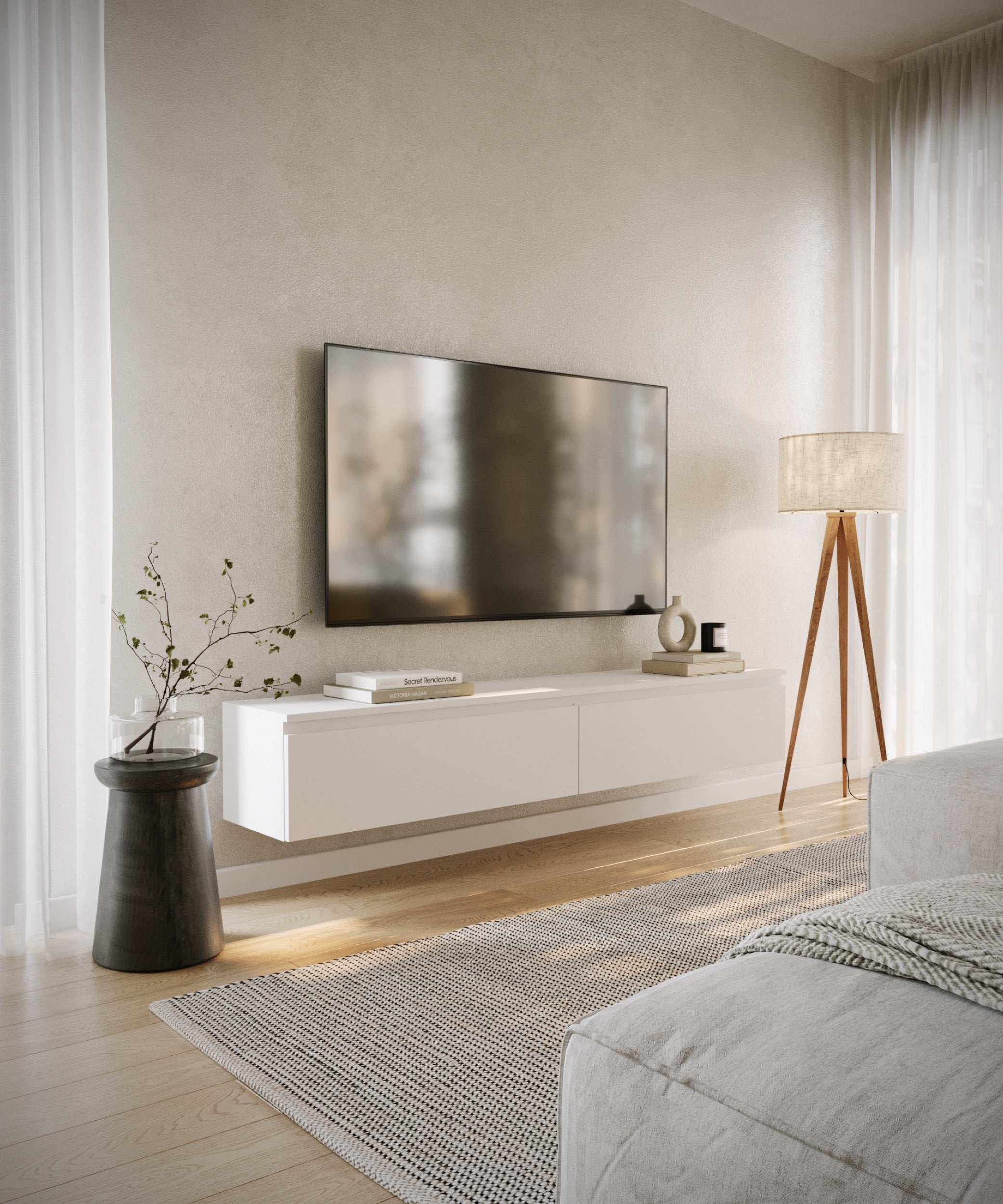 Hängender TV-Schrank Bemmi 175 cm Weiß