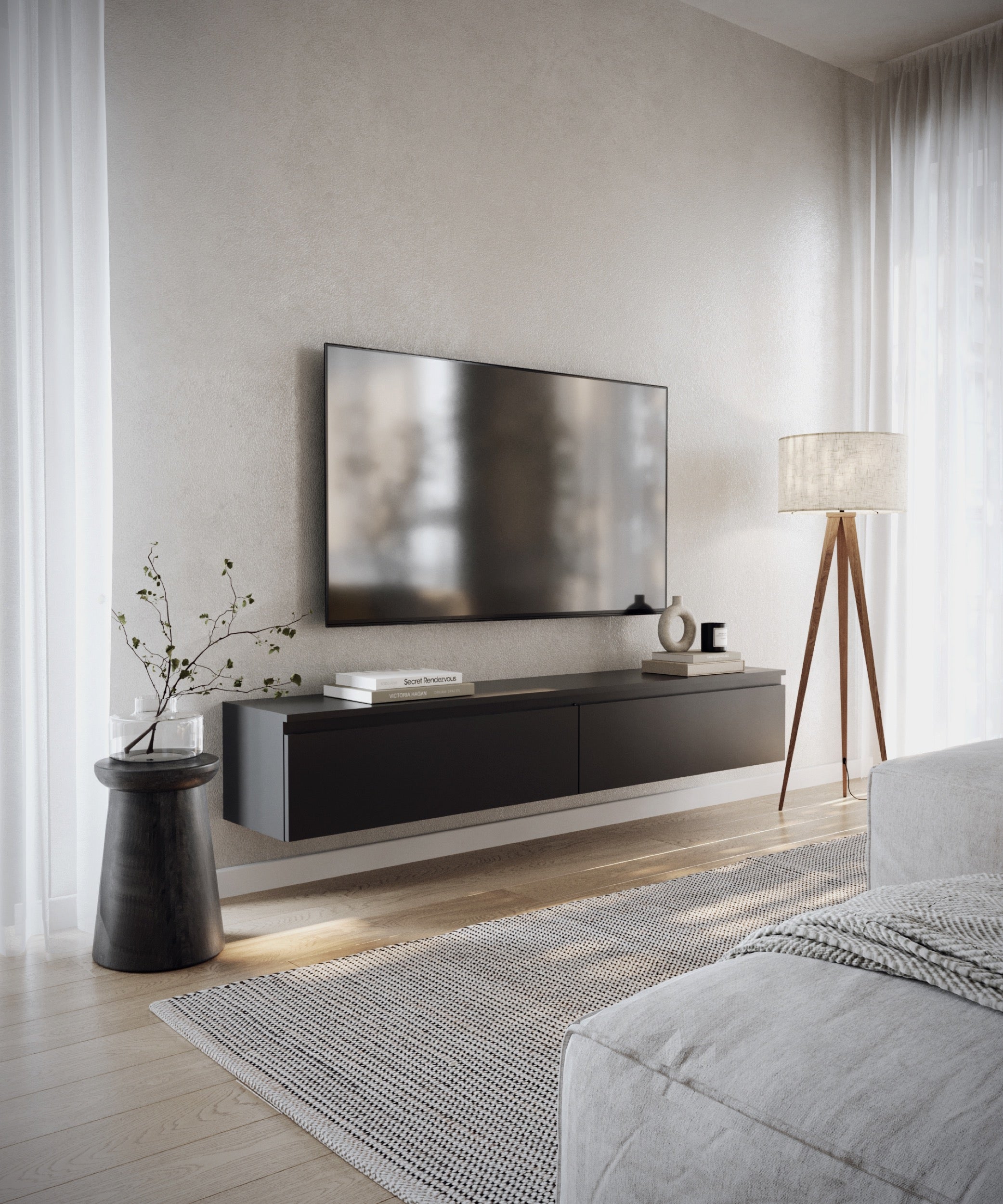 Hängender TV-Schrank Bemmi 175 cm schwarz