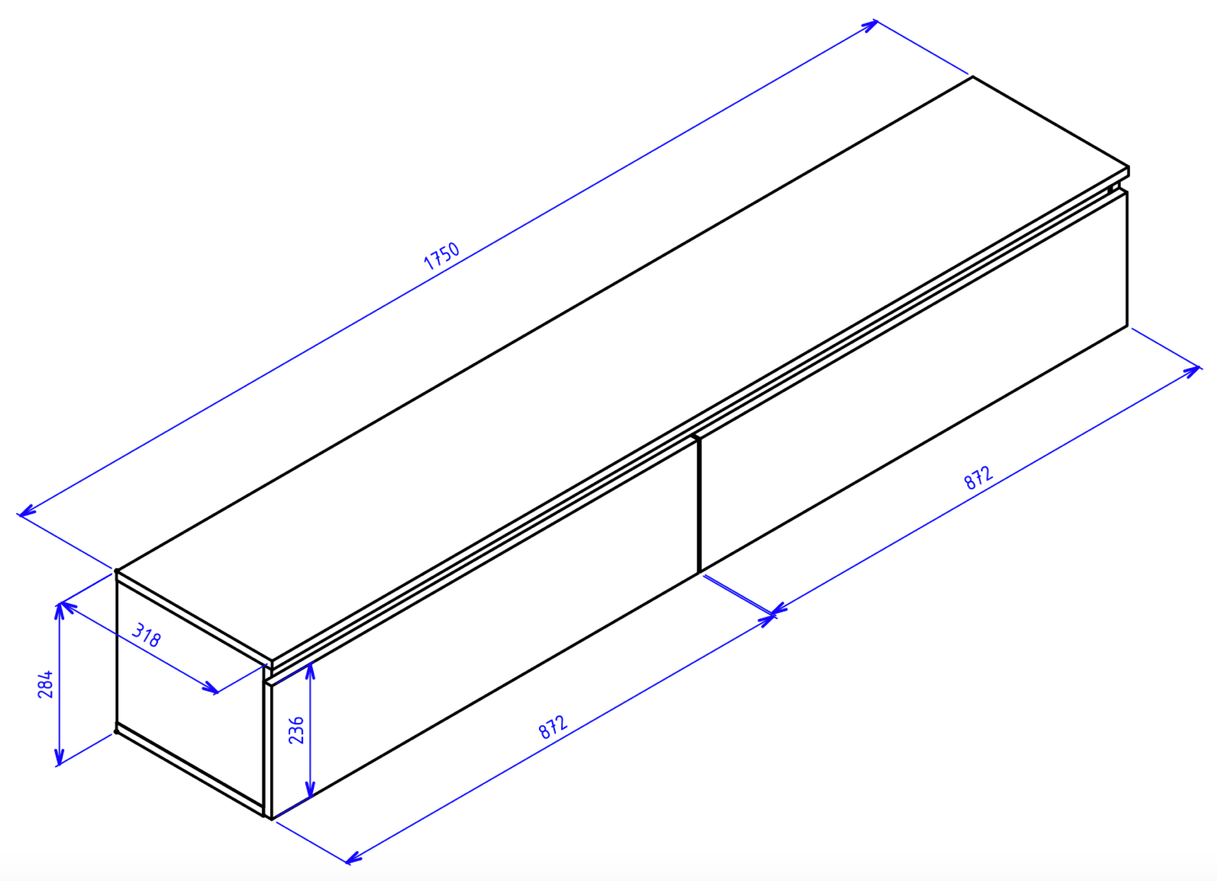 Hängender RTV-Schrank Bemmi 175 cm Kaschmir