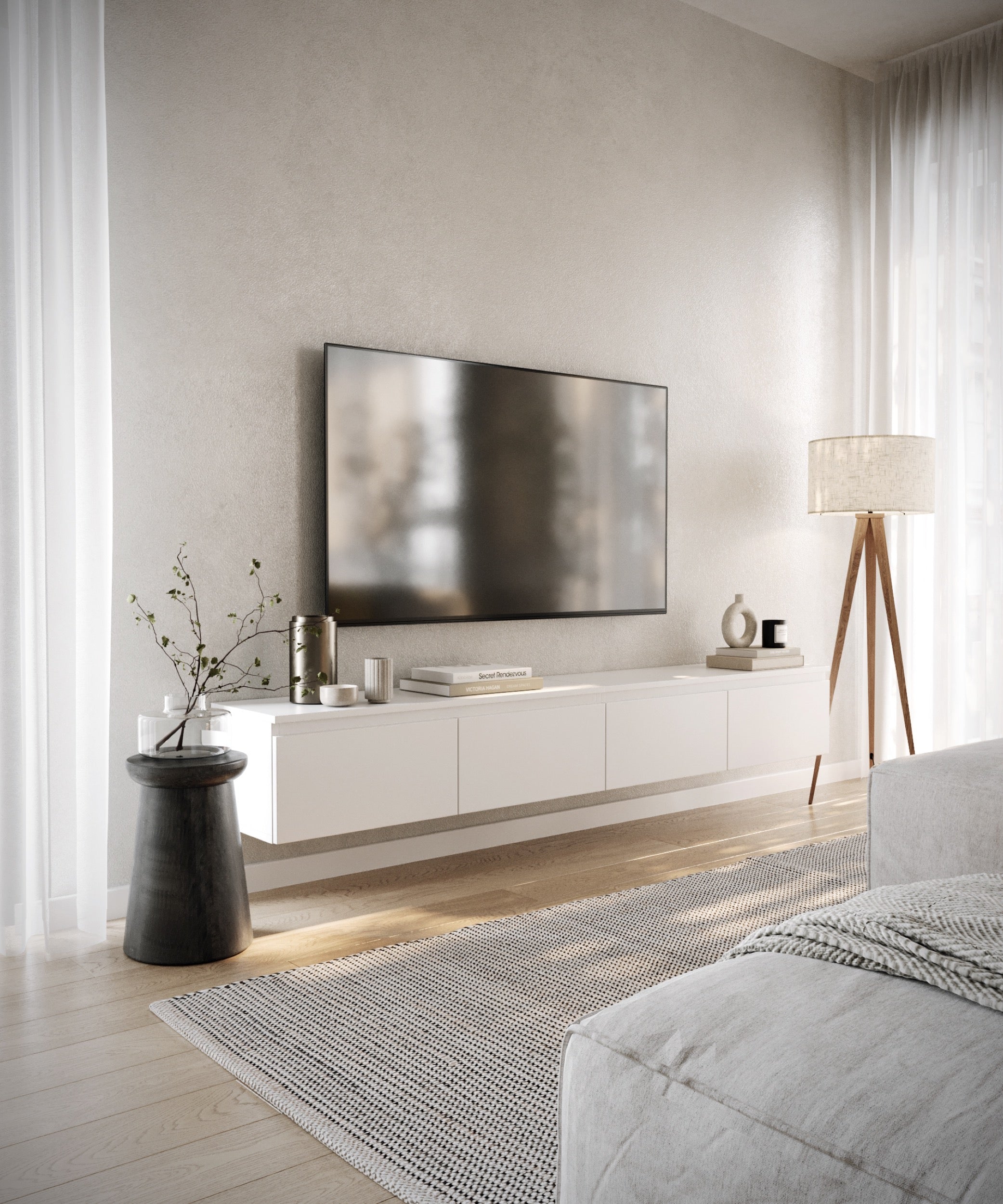 Bemmi Hängender TV-Schrank 200 cm Weiß