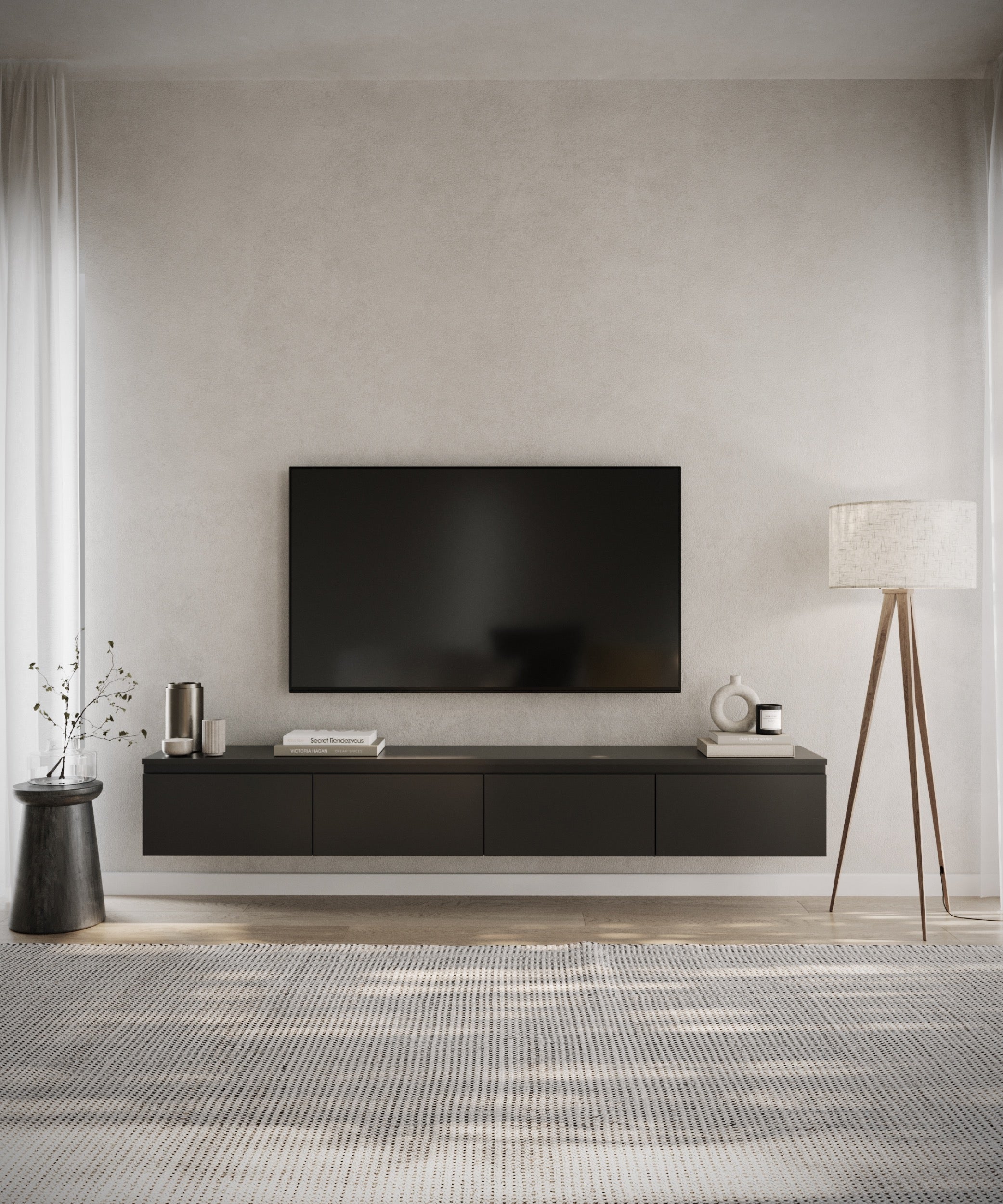 Hängender TV-Schrank Bemmi 200 cm schwarz