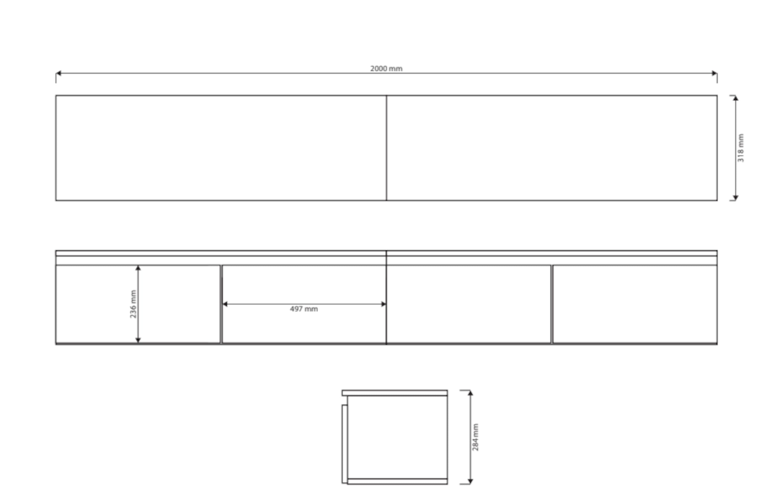 Hängender TV-Schrank Bemmi 200 cm schwarz