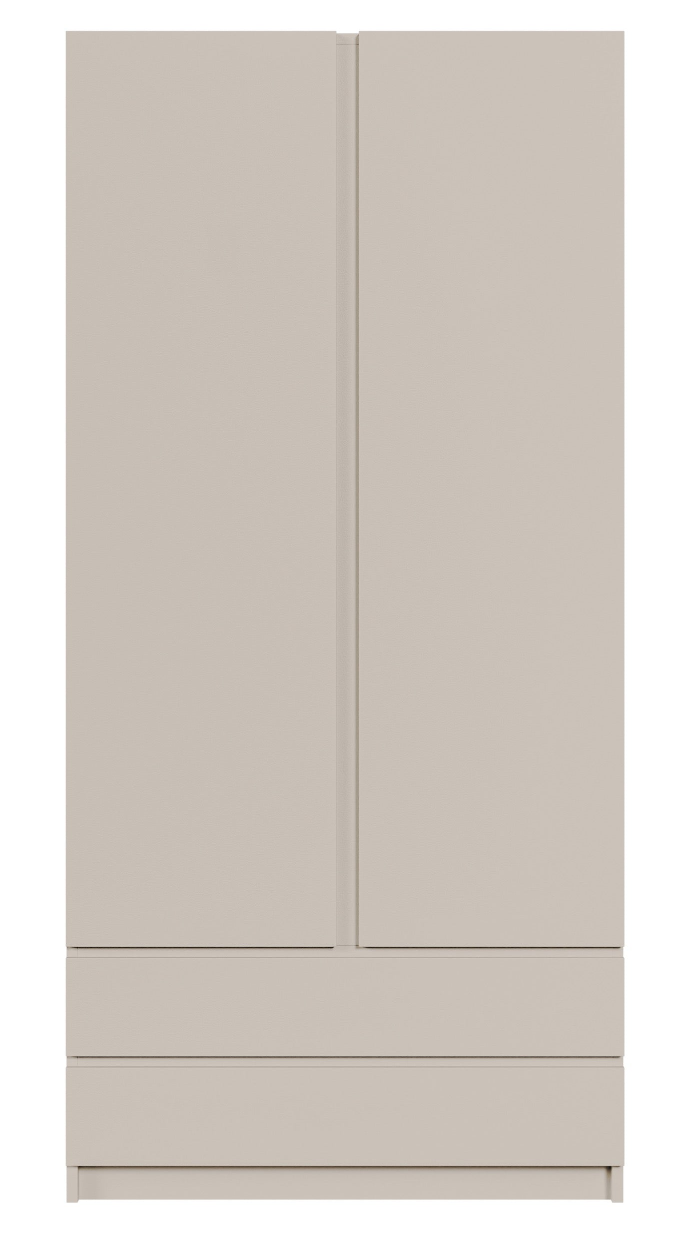 Zweiturige Bemmi-Garderobenschrank mit zwei Schubladen, 100 cm, Kaschmir