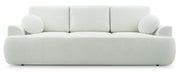 Dreisitziges ausklappbares Sofa Barletto mit Stauraum, cremefarbenes Bouclé