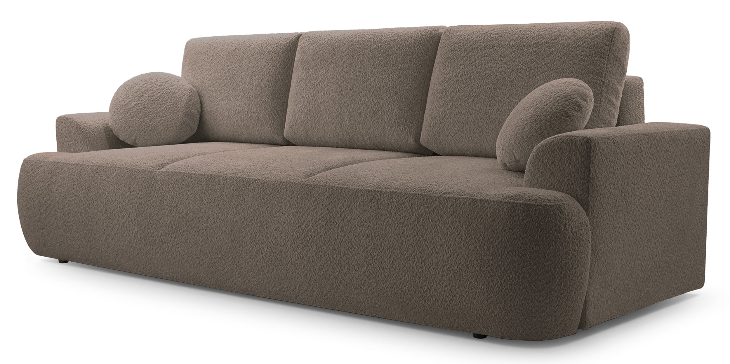 Dreisitziges Schlafsofa Barletto mit Stauraum, schmutziges Rosa Bouclé
