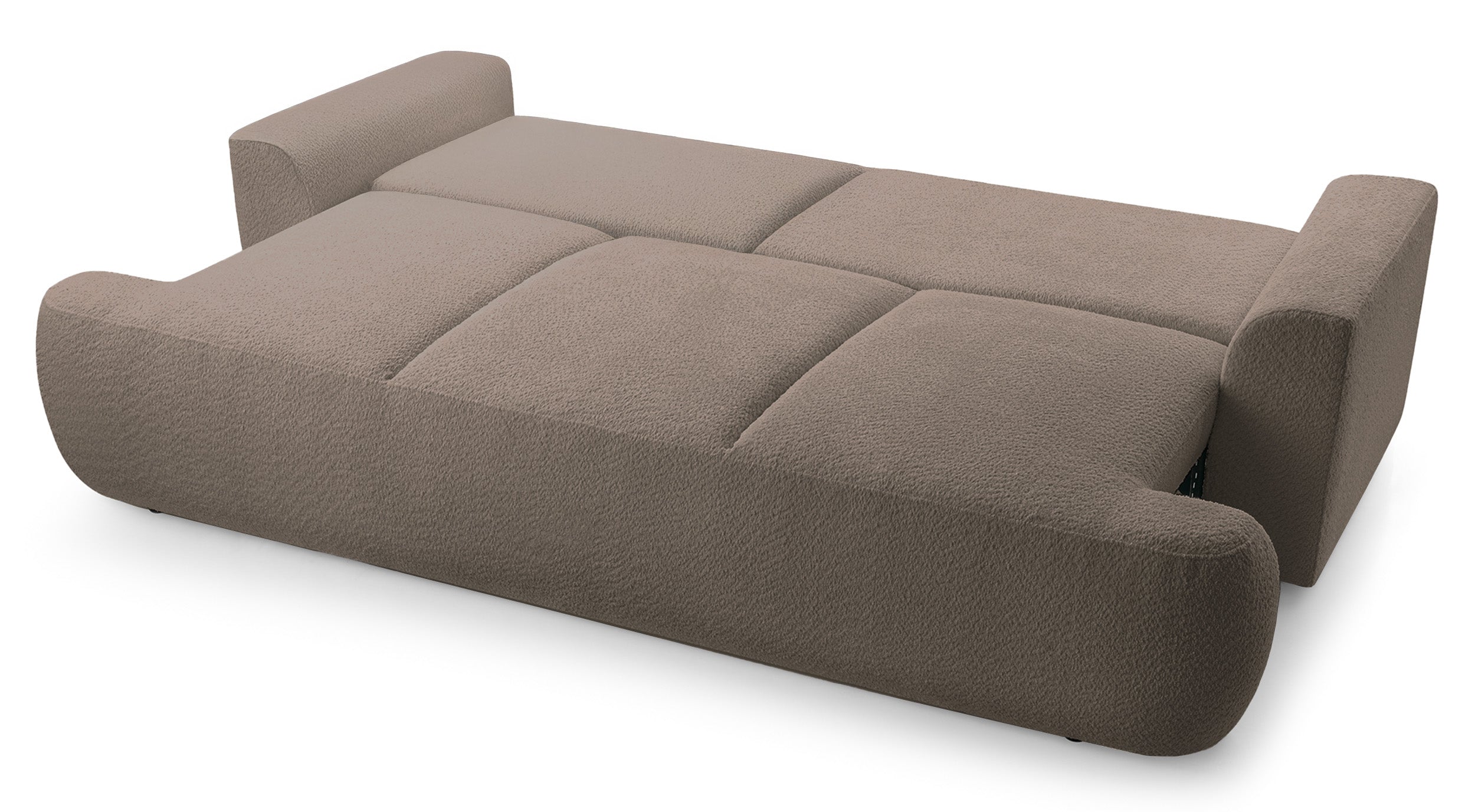Dreisitziges Schlafsofa Barletto mit Stauraum, schmutziges Rosa Bouclé