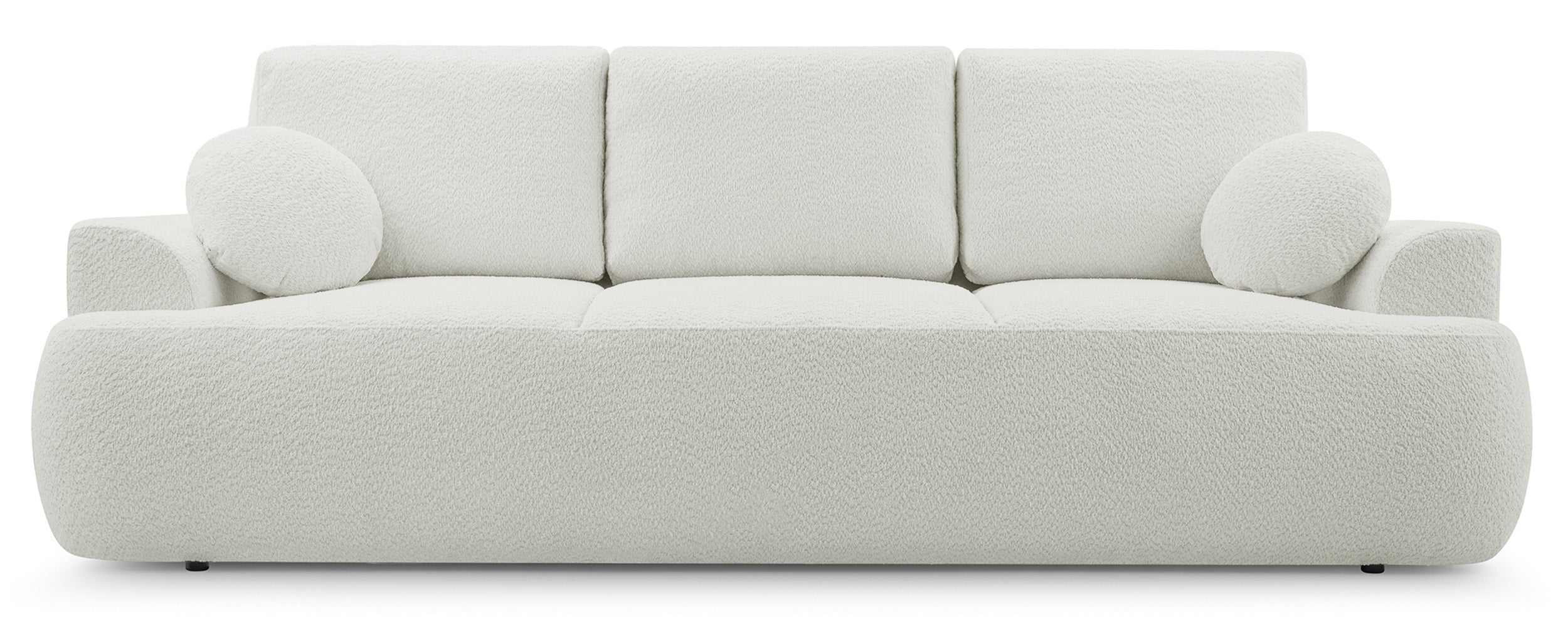 Dreisitziges Schlafsofa Barletto mit Stauraum, hellbeige Bouclé