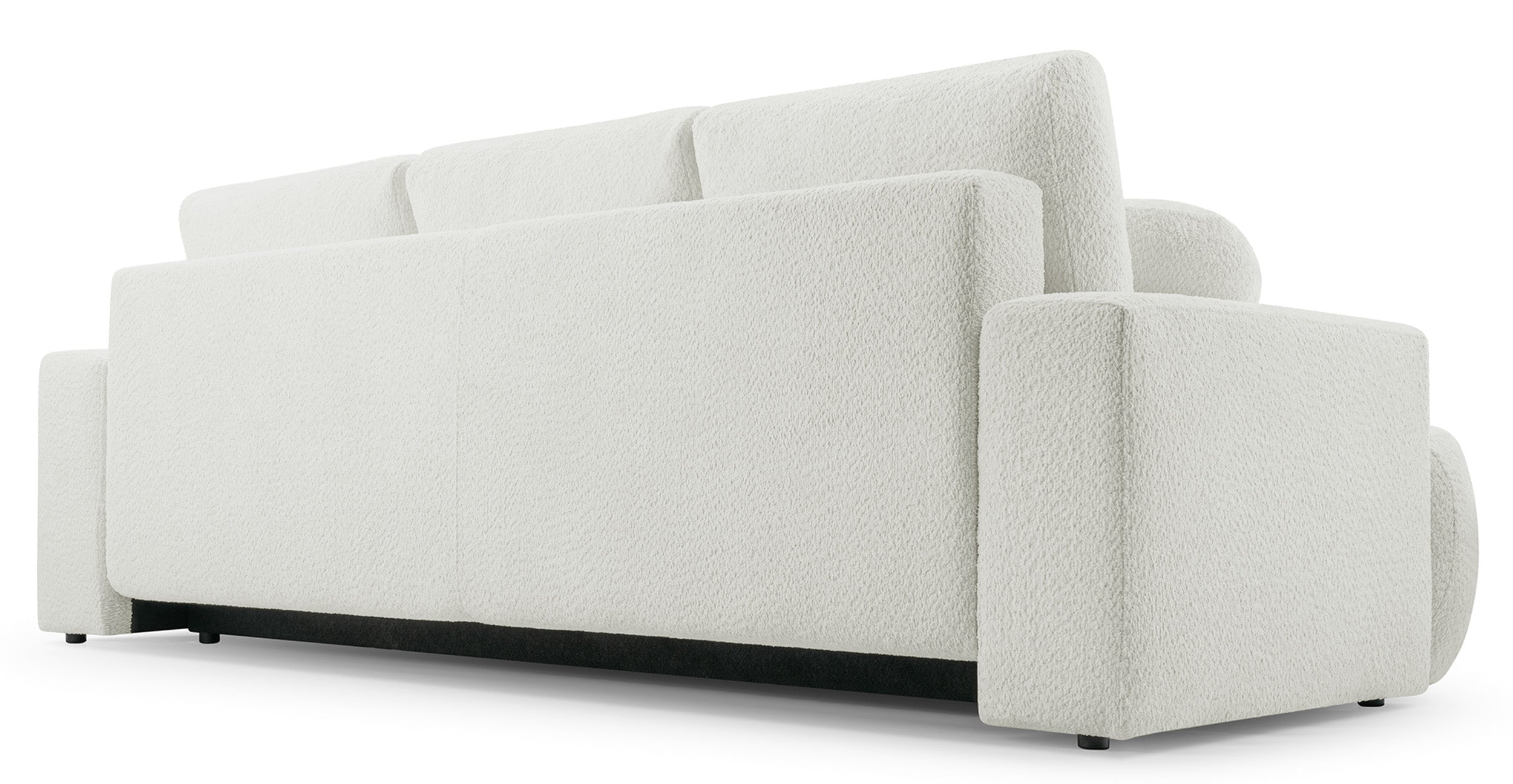 Dreisitziges Schlafsofa Barletto mit Stauraum, hellbeige Bouclé