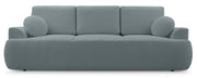 Dreisitziges, ausklappbares Sofa Barletto mit Stauraum, grauer Bouclé-Stoff