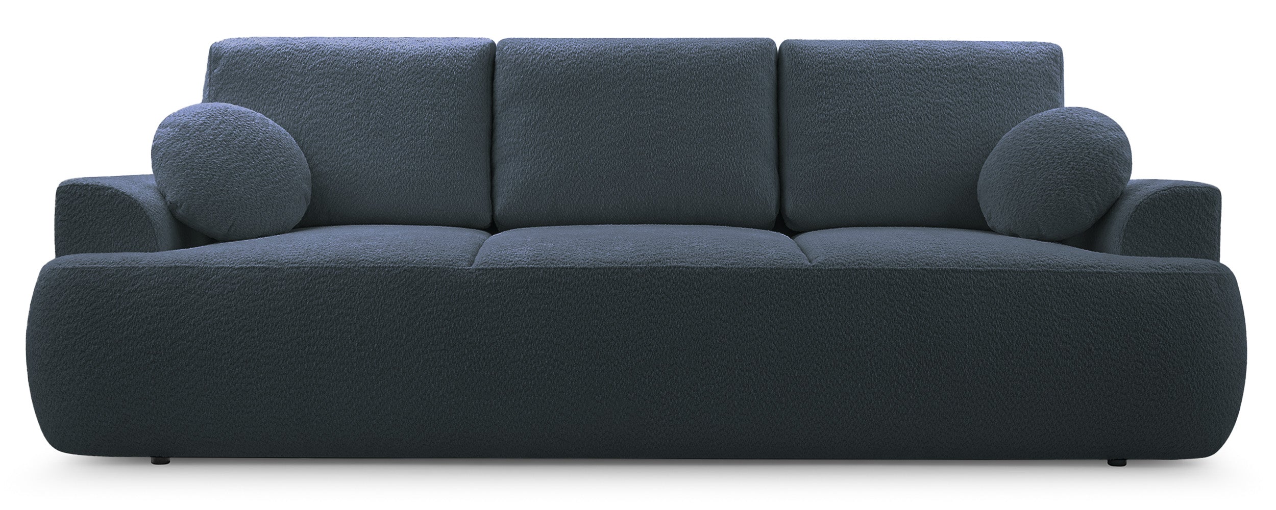 Dreisitziges Schlafsofa Barletto mit Stauraum, dunkelgrauer Bouclé-Stoff