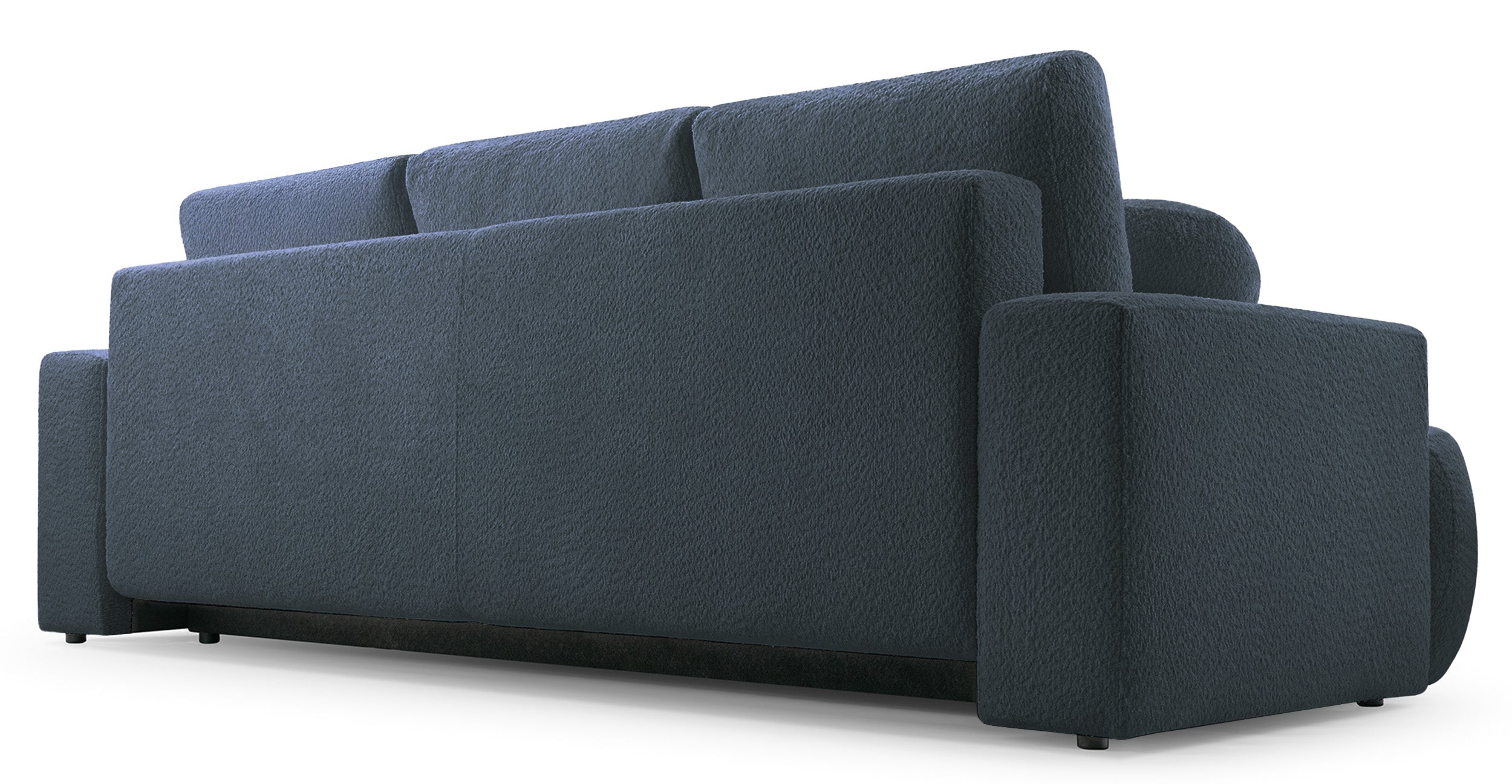 Dreisitziges Schlafsofa Barletto mit Stauraum, dunkelgrauer Bouclé-Stoff