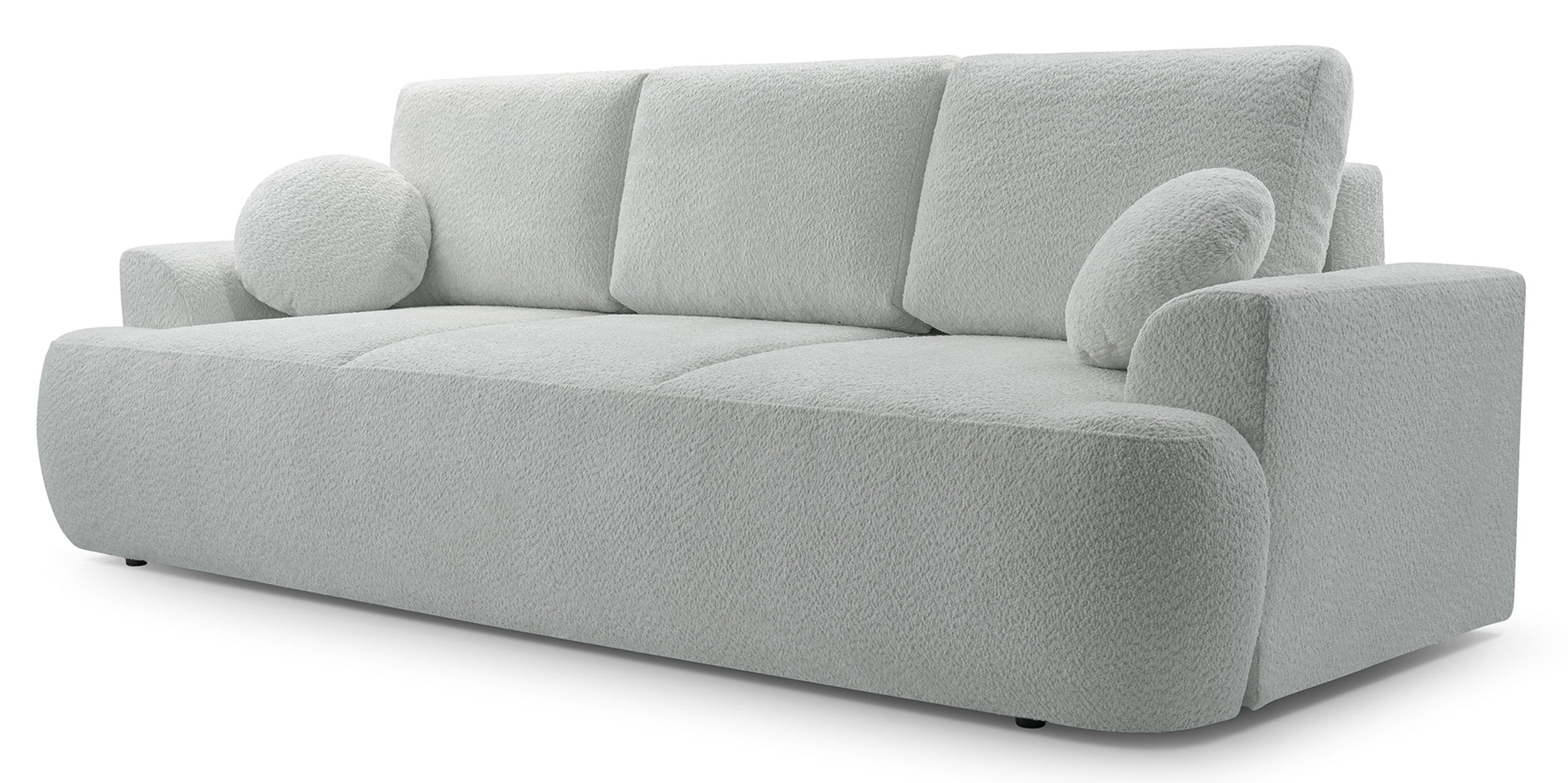 Drei-Sitzer-Schlafsofa Barletto mit Stauraum, grau-beige Bouclé
