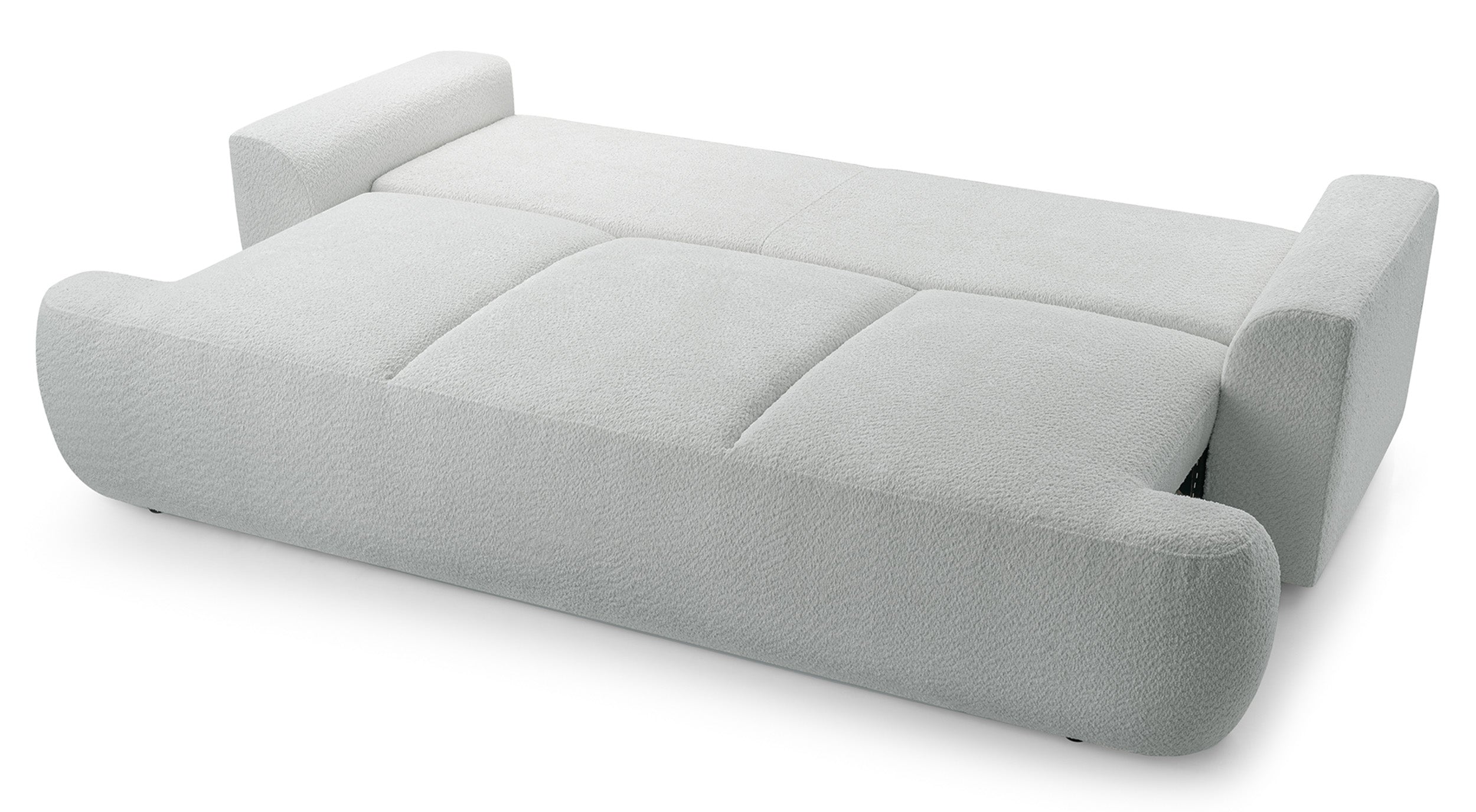Drei-Sitzer-Schlafsofa Barletto mit Stauraum, grau-beige Bouclé