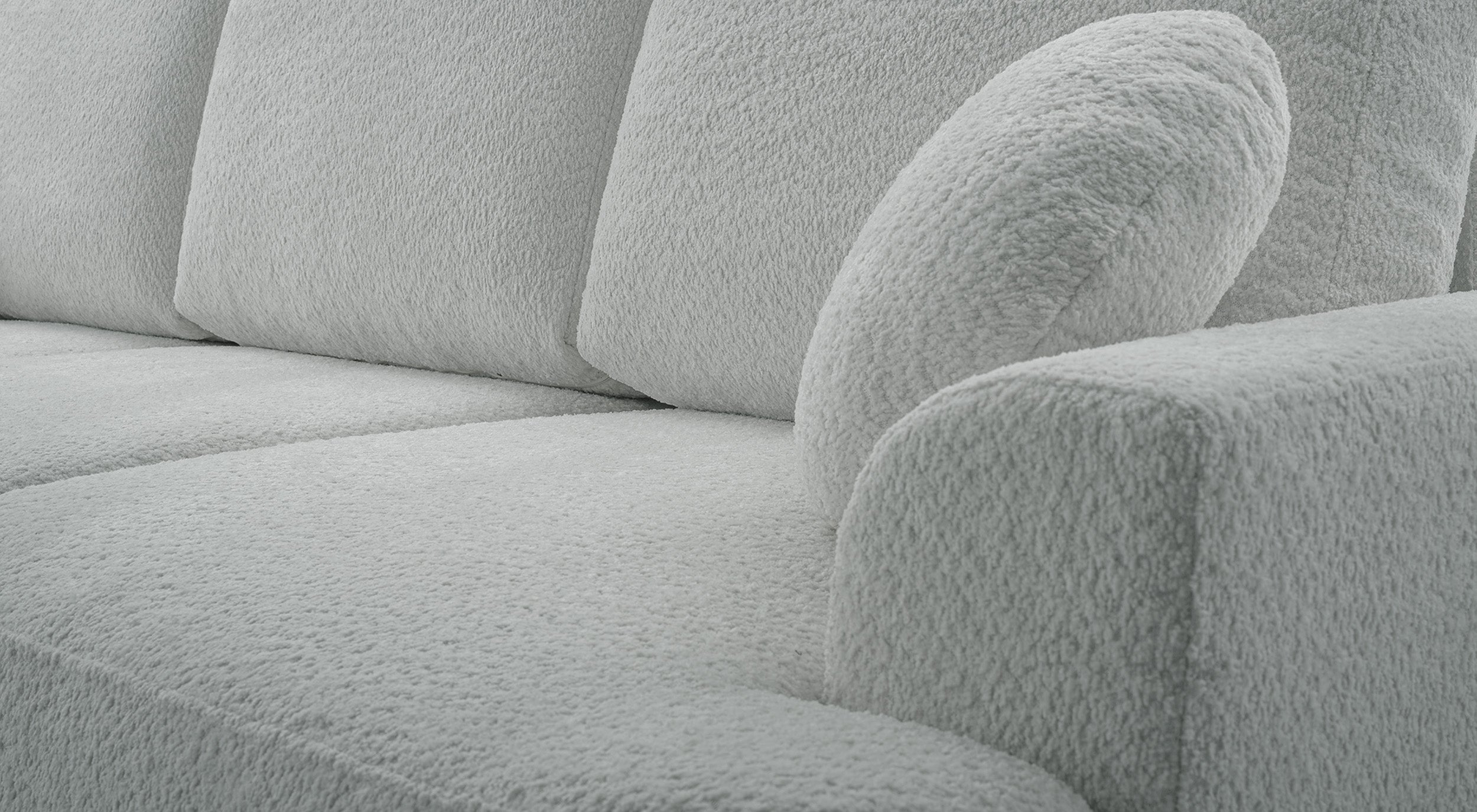Drei-Sitzer-Schlafsofa Barletto mit Stauraum, grau-beige Bouclé