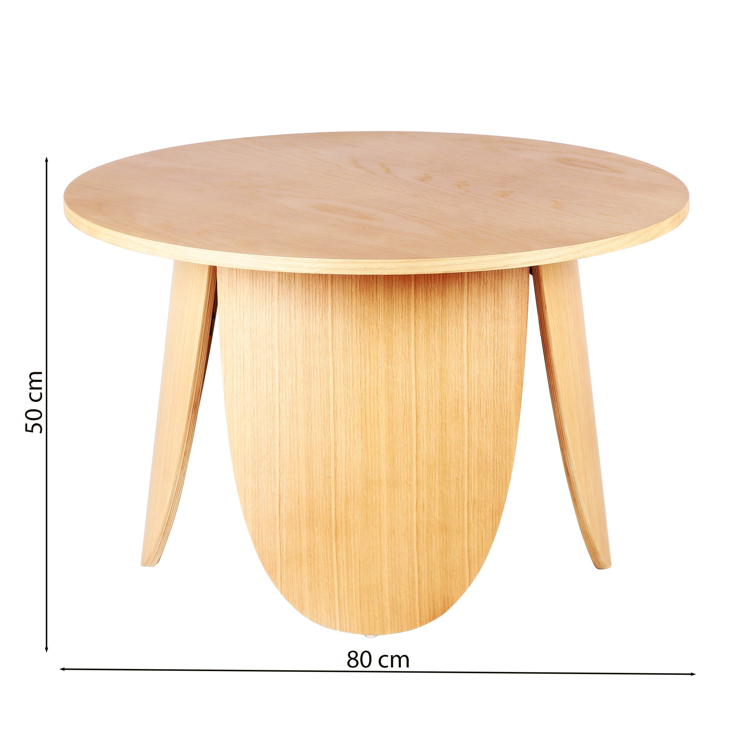 Runder Couchtisch Vivially, Durchmesser 80 cm, natürliche Eiche