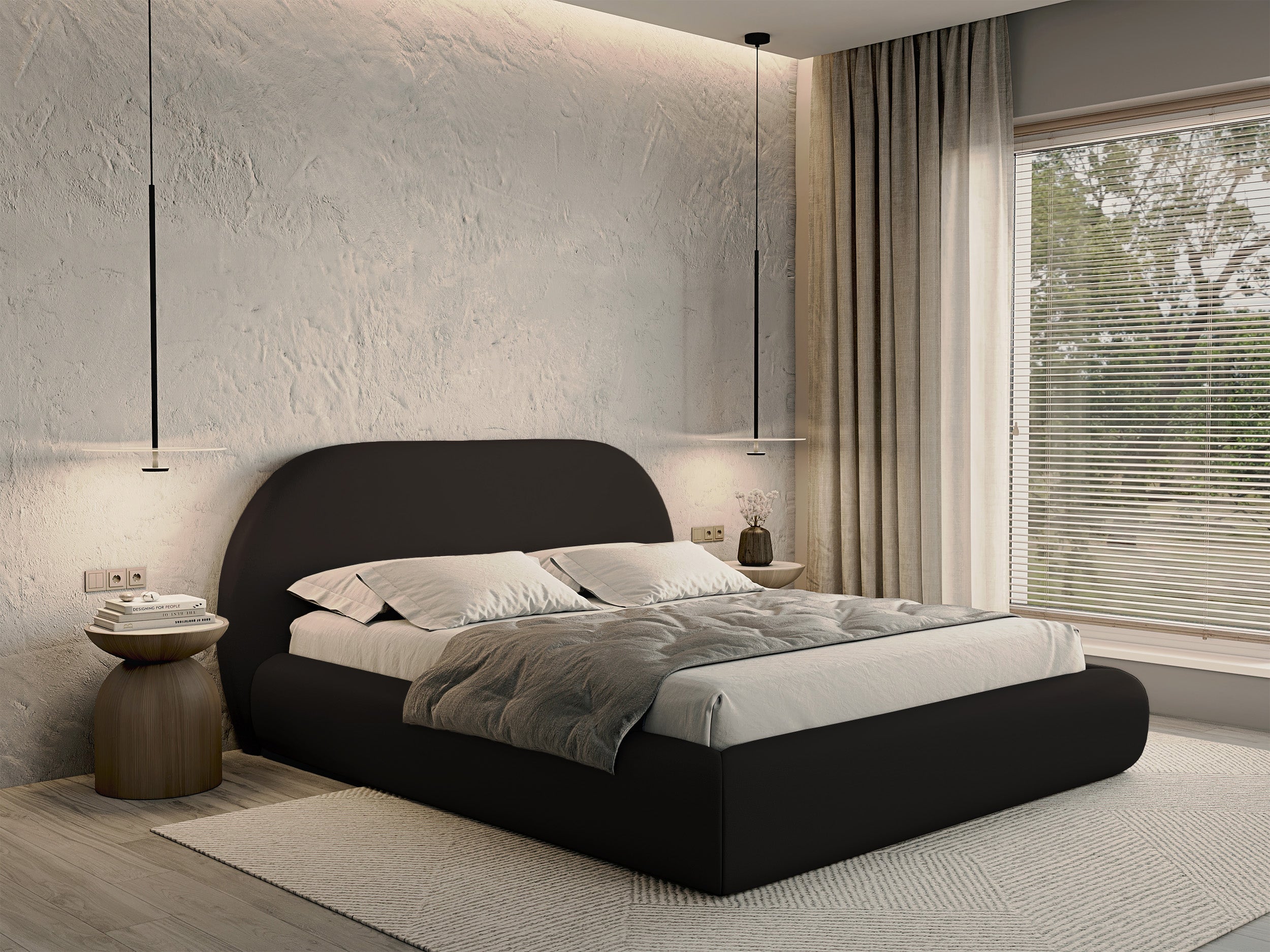 Polsterm Bett 180x200 cm Buvio braunes Chenille