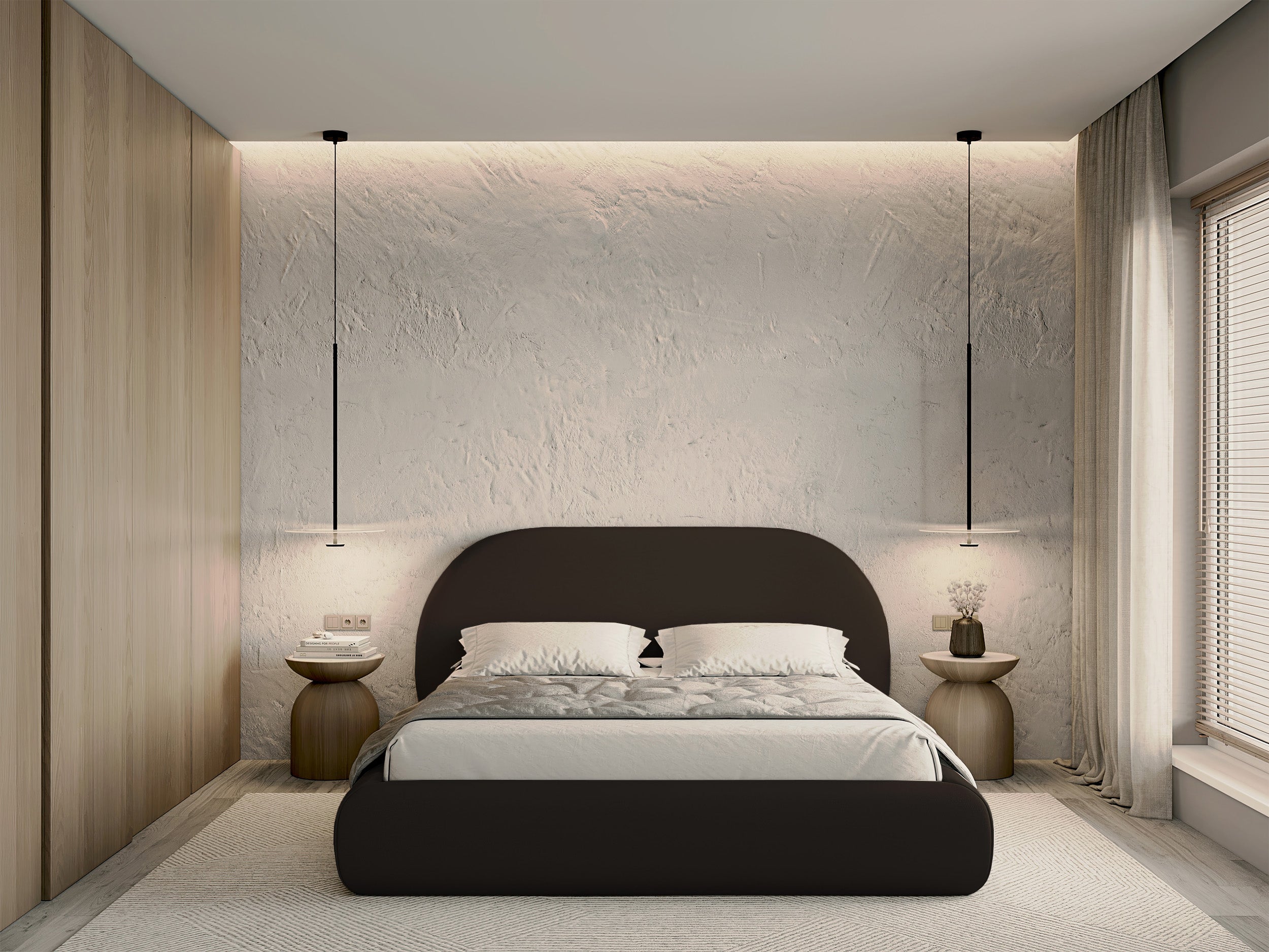 Polsterm Bett 180x200 cm Buvio braunes Chenille
