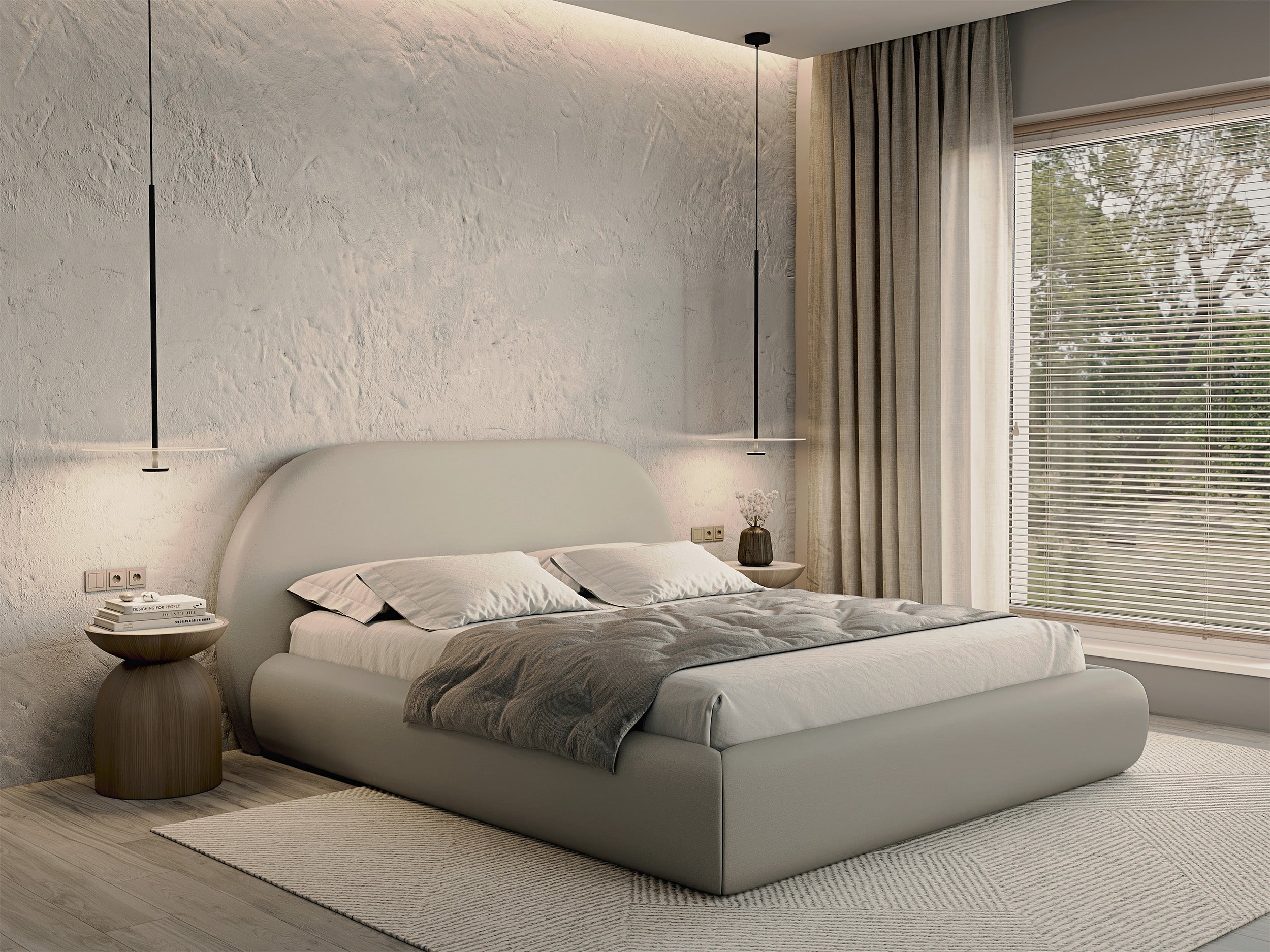 Polsterbett 140x200 cm Buvio hellbeige Chenille