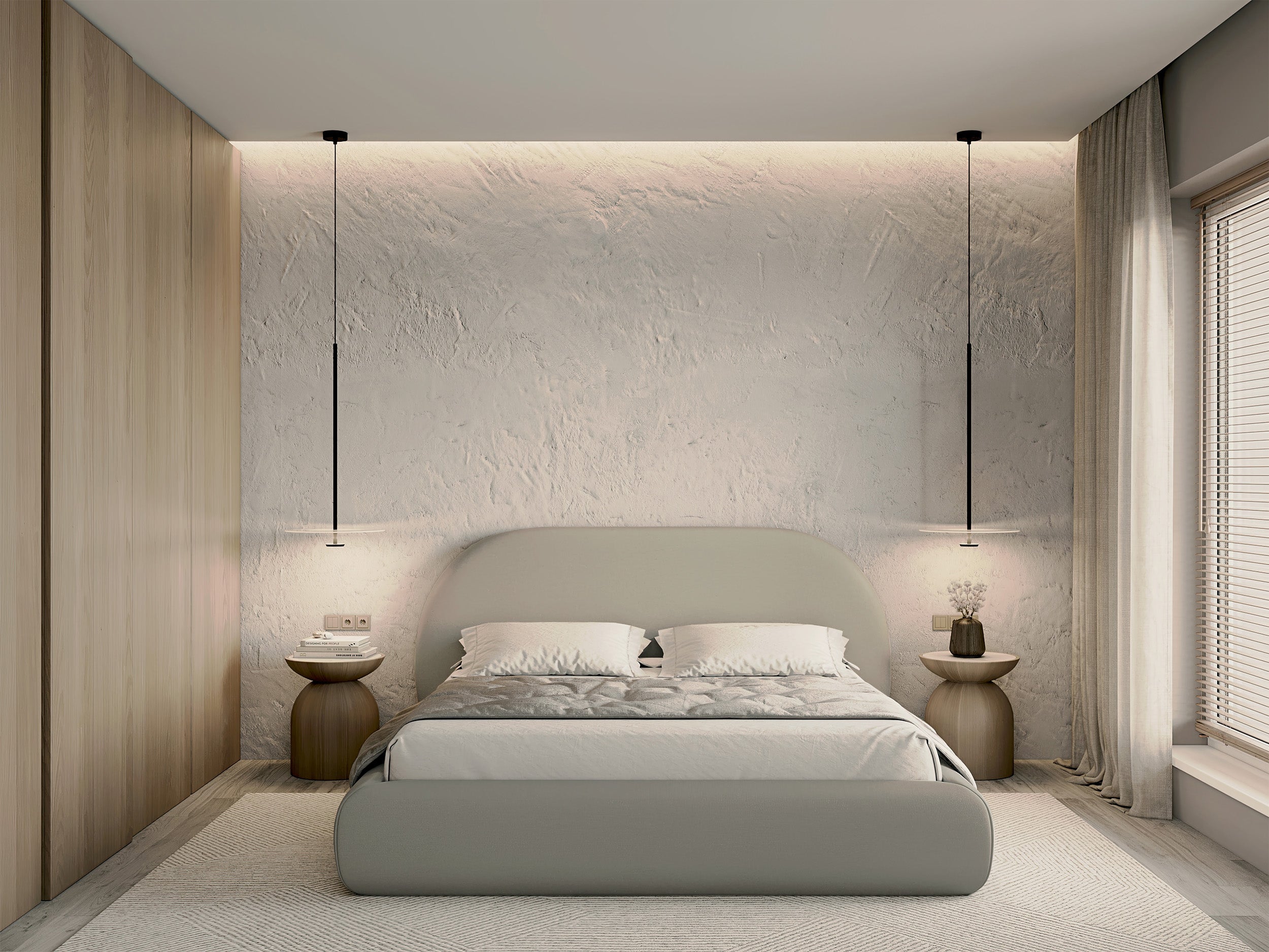 Polsterbett 140x200 cm Buvio hellbeige Chenille