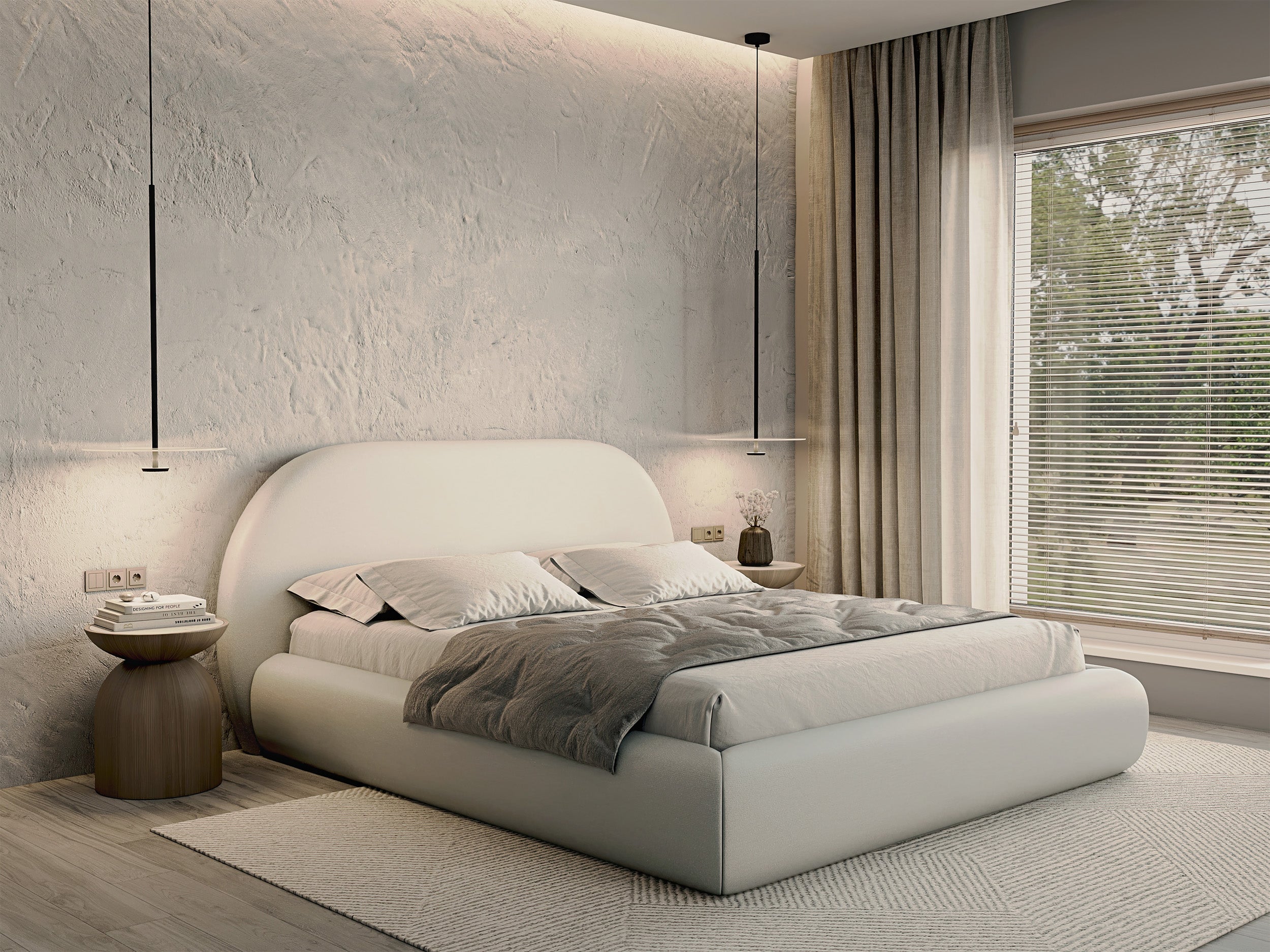 Polsterbett 180x200 cm Buvio creme Chenille