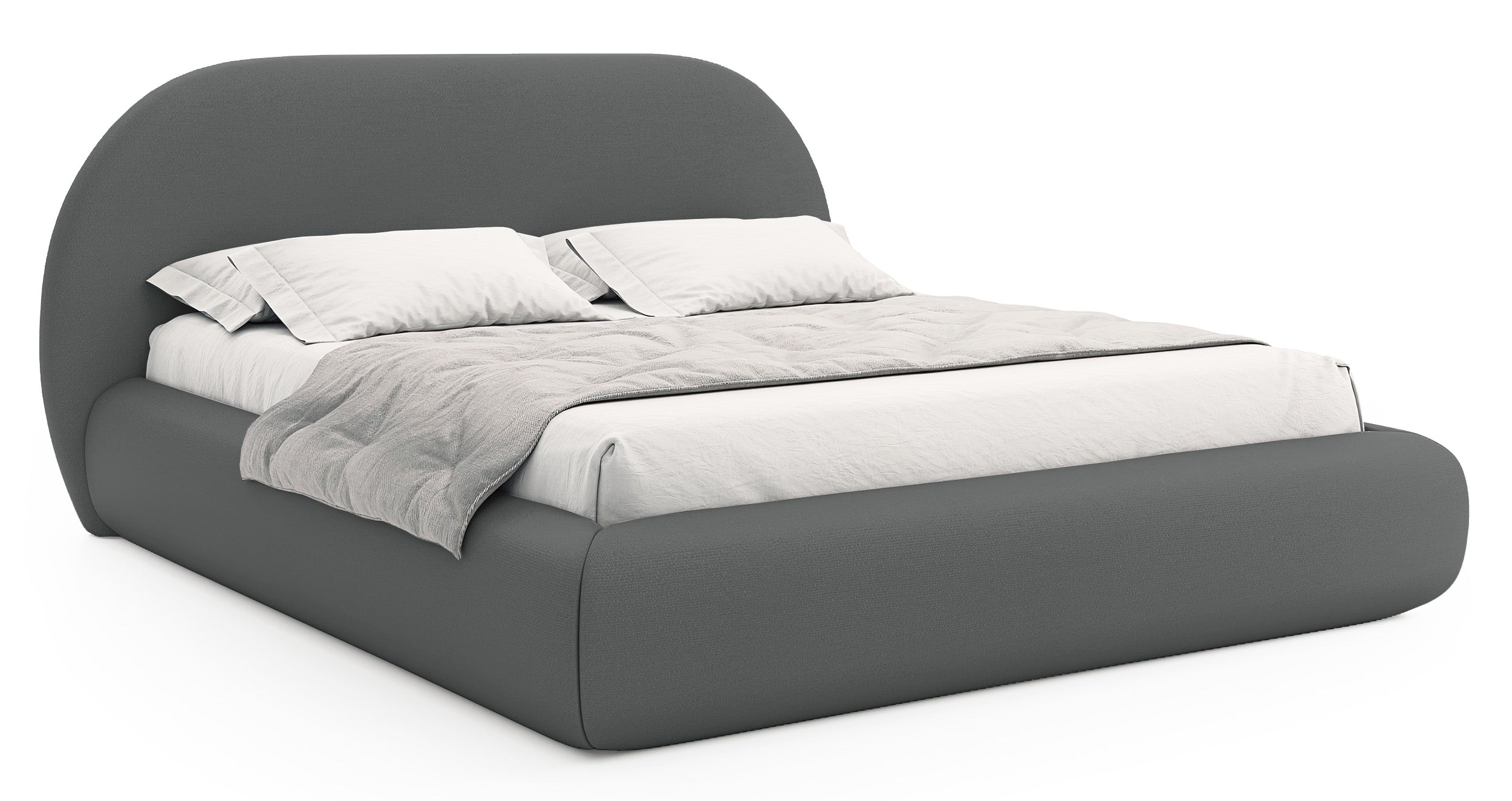 Gepolstertes Bett 140x200 cm Buvio in grauem Chenillestoff
