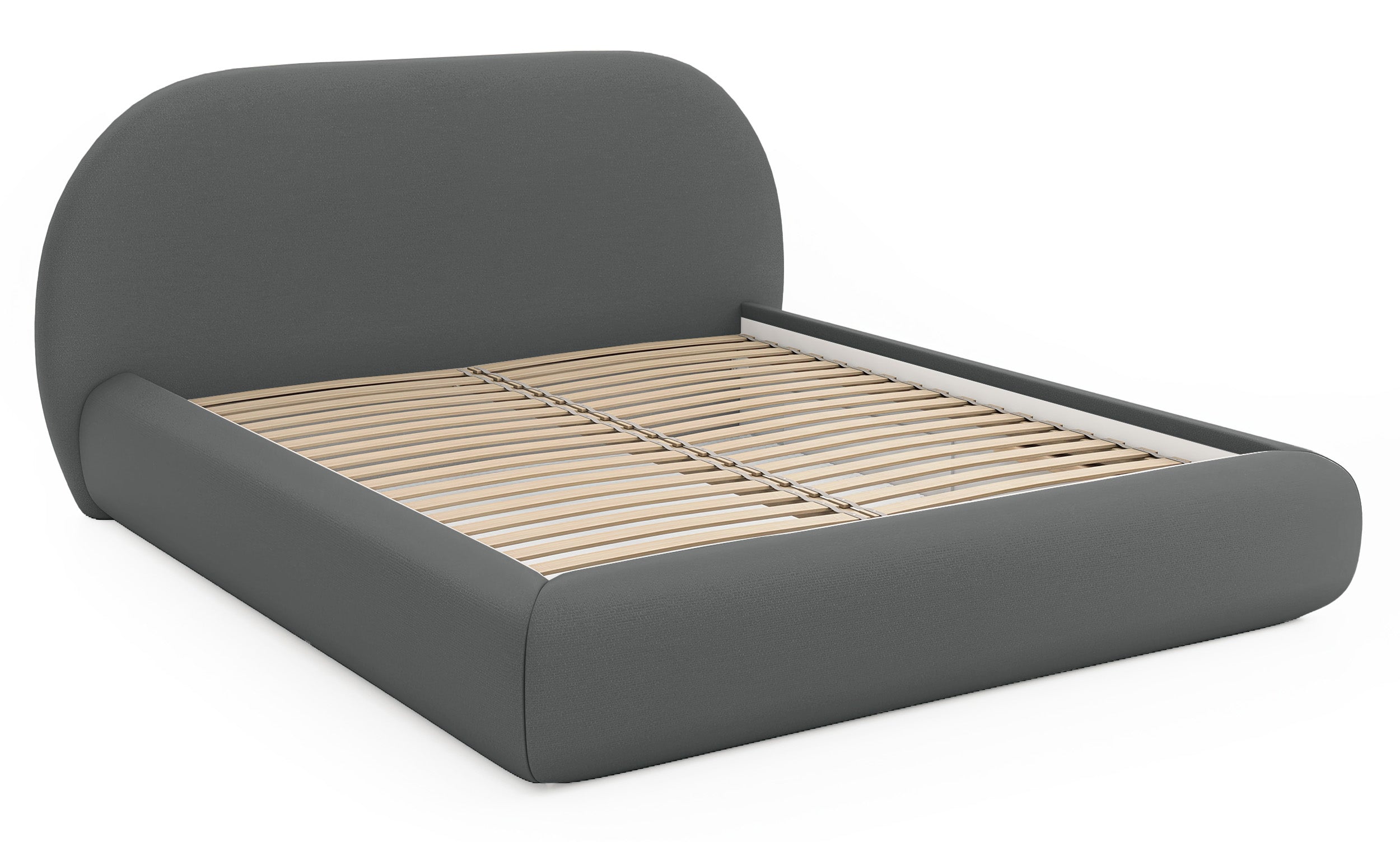 Gepolstertes Bett 140x200 cm Buvio in grauem Chenillestoff