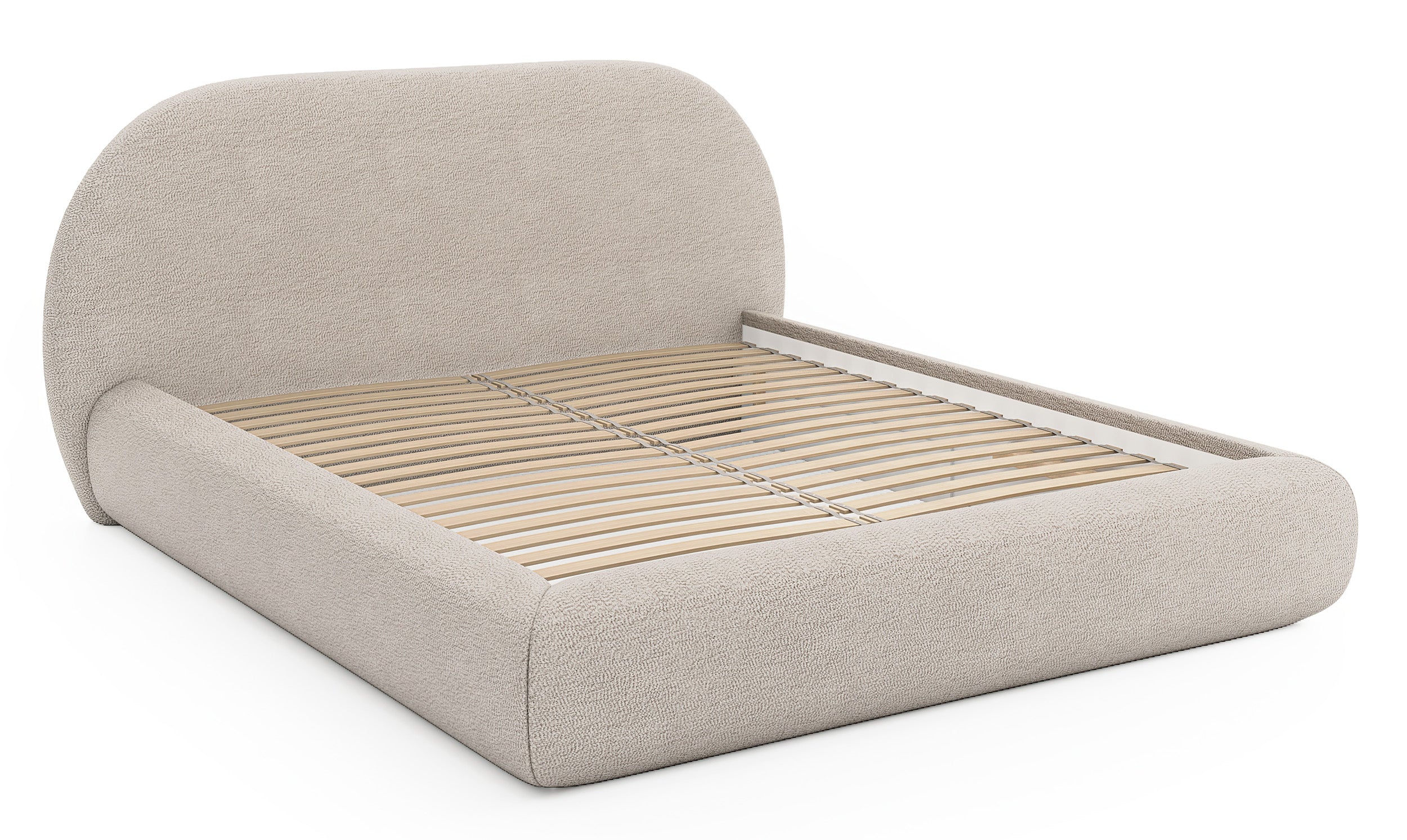 Polsterbett 160x200 cm Buvio hellbeige Bouclé