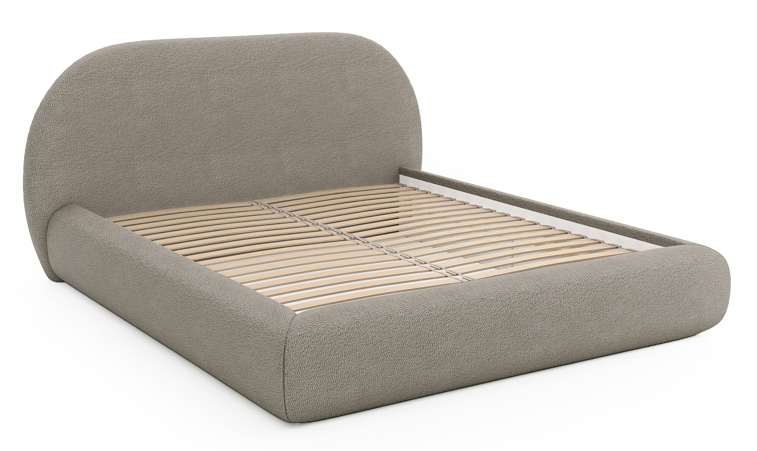 Polsterbett 140x200 cm Buvio dunkelbeige Bouclé