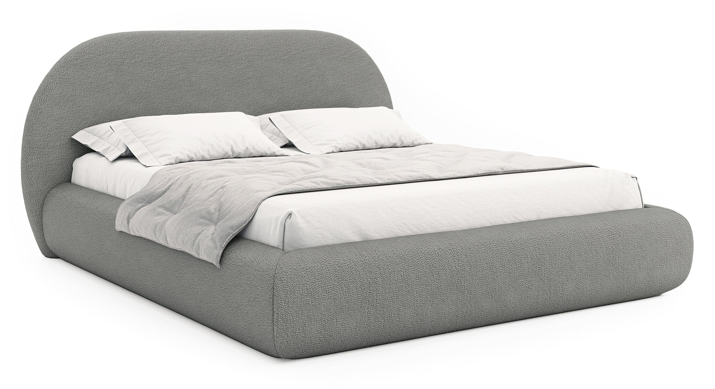 Gepolstertes Bett 140x200 cm Buvio grau Bouclé