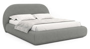 Polsterbett 180x200 cm Buvio mit Stauraum, Metallrahmen, grauer Bouclé-Bezug