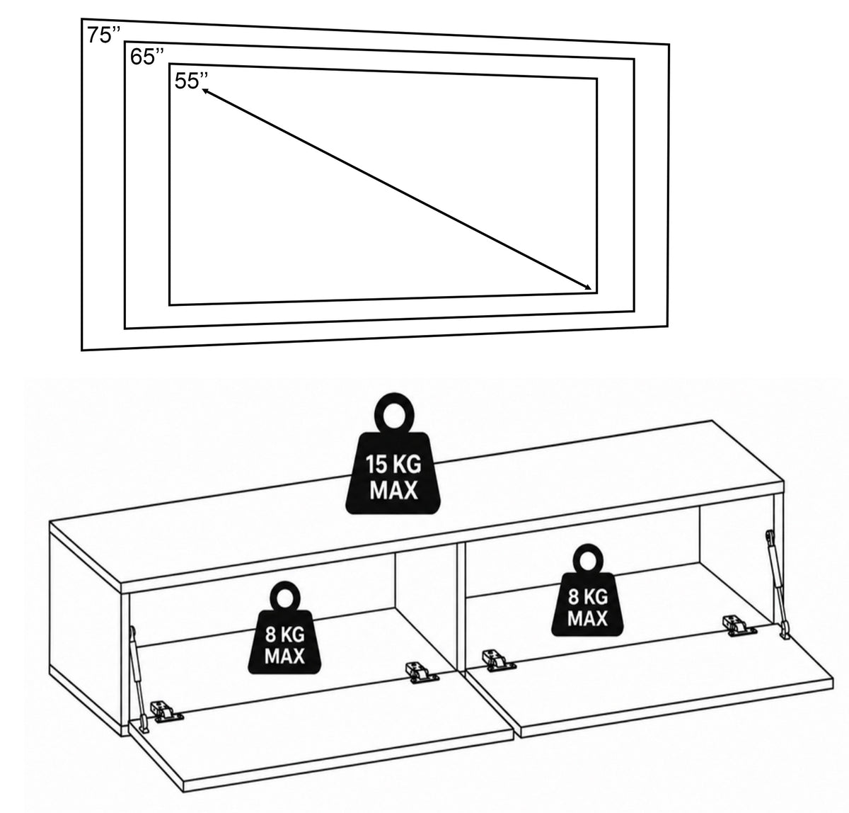 TV-Schrank Cabby 180 cm Eiche Casella/Taormina Travertin