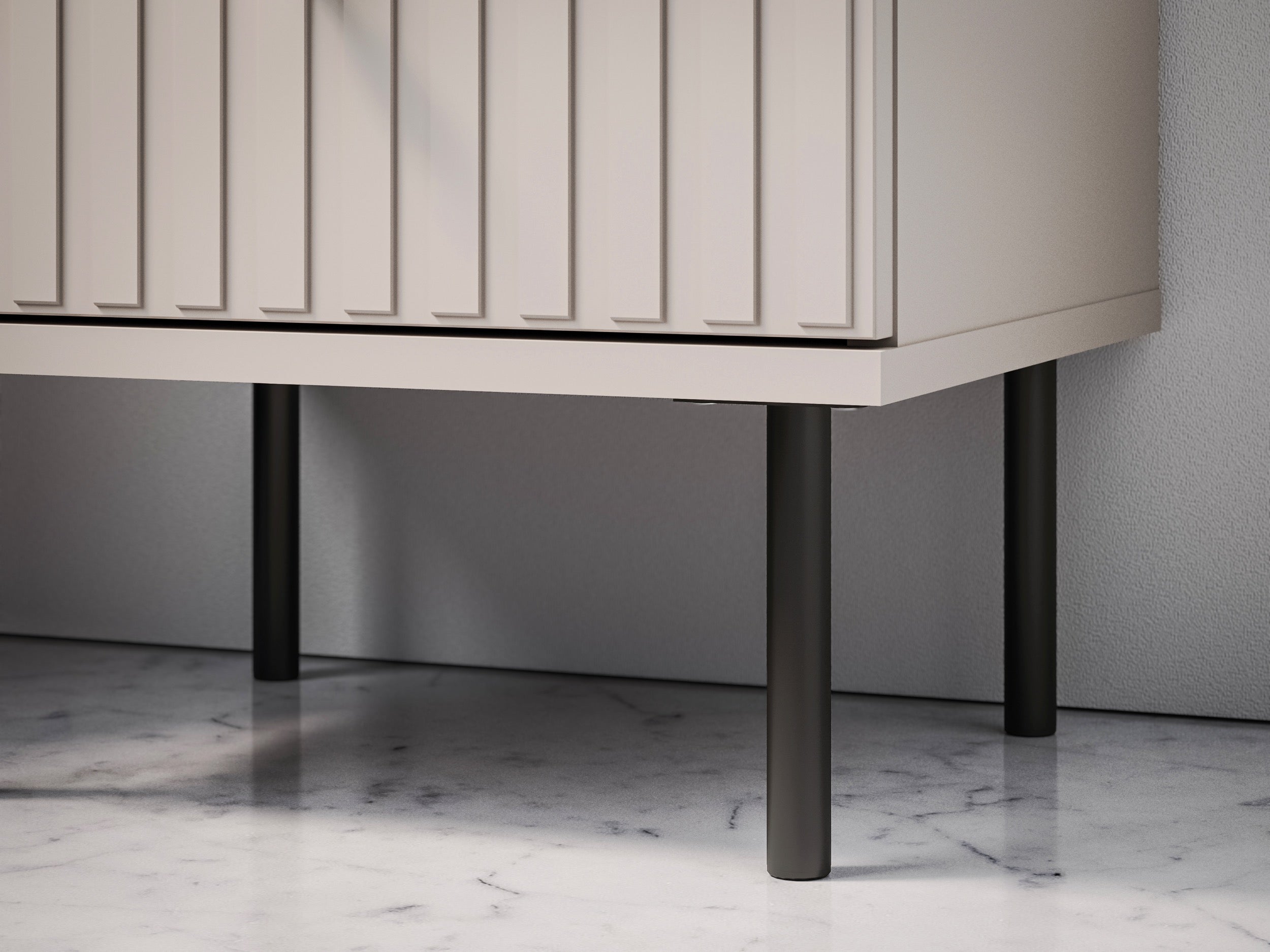 Nachttisch Caletto mit Schublade 40 cm, dekorative Lamellen, beige