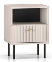 Nachttisch Caletto mit Schublade 40 cm, dekorative Lamellen, beige