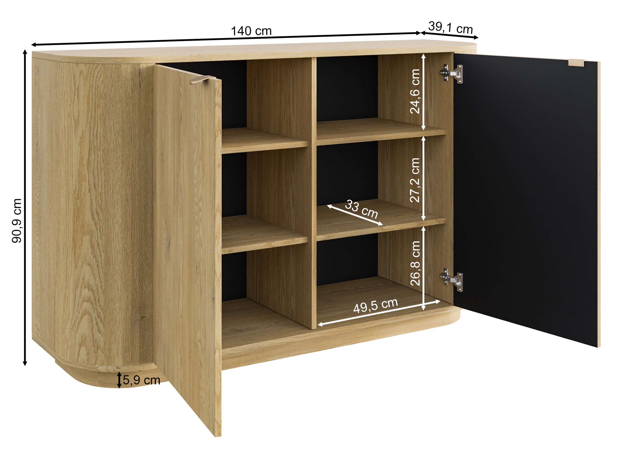 Zweittürige Kommode Coru 140 cm Eiche Cremona Torro