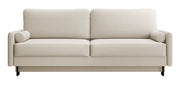 Dreisitziges ausklappbares Sofa Tomonde mit Stauraum, beige, samt, pflegeleicht