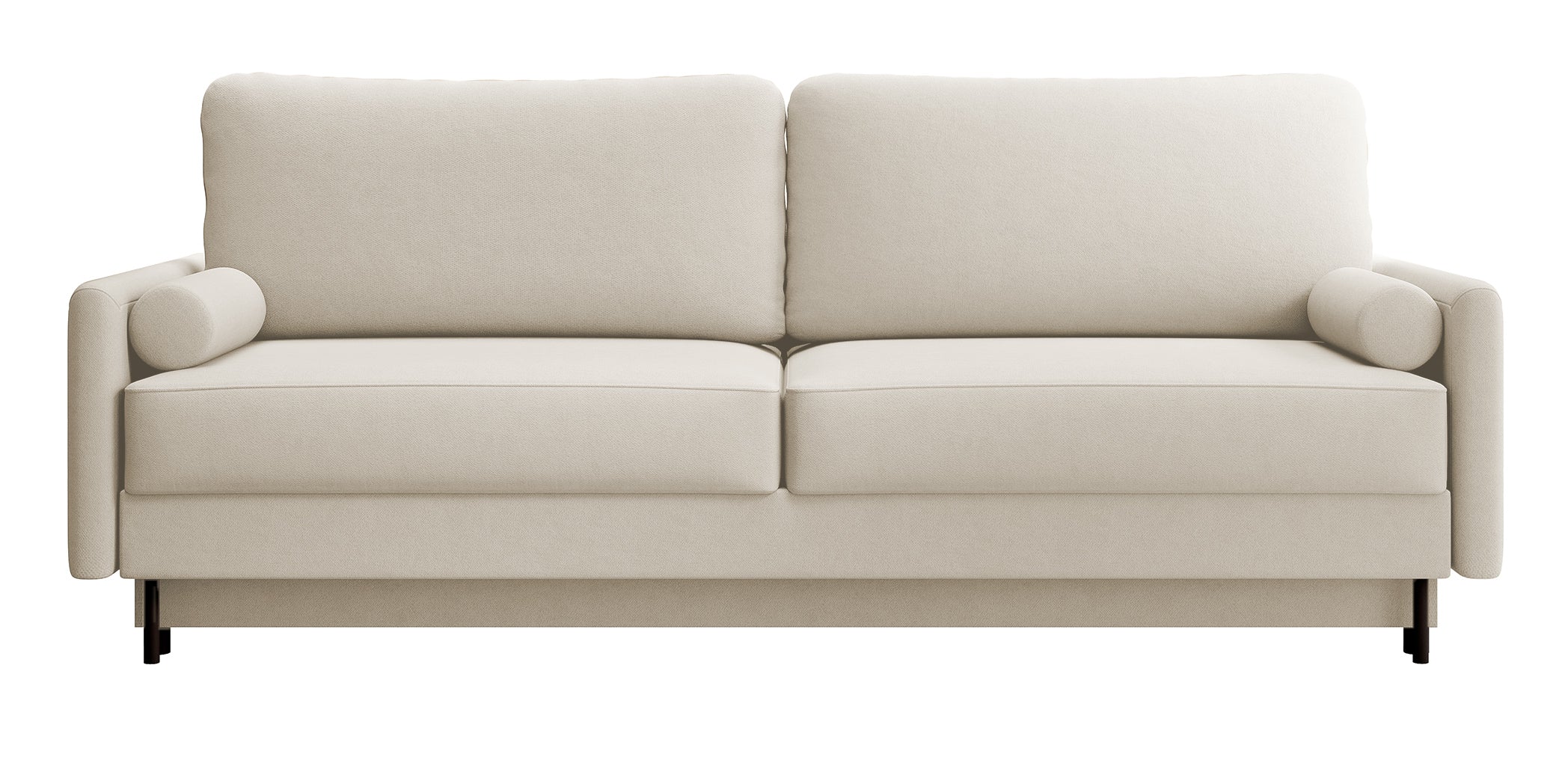 Dreisitziges ausklappbares Sofa Tomonde mit Stauraum, beige, samt, pflegeleicht