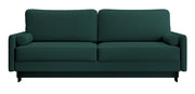 Dreisitziges ausklappbares Sofa Tomonde mit Stauraum, smaragdgrüner Velours, pflegeleicht